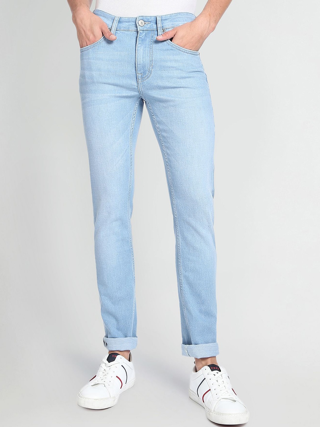 

U.S. Polo Assn. Denim Co. Men Slim Fit Heavy Fade Mid-Rise Jeans, Blue