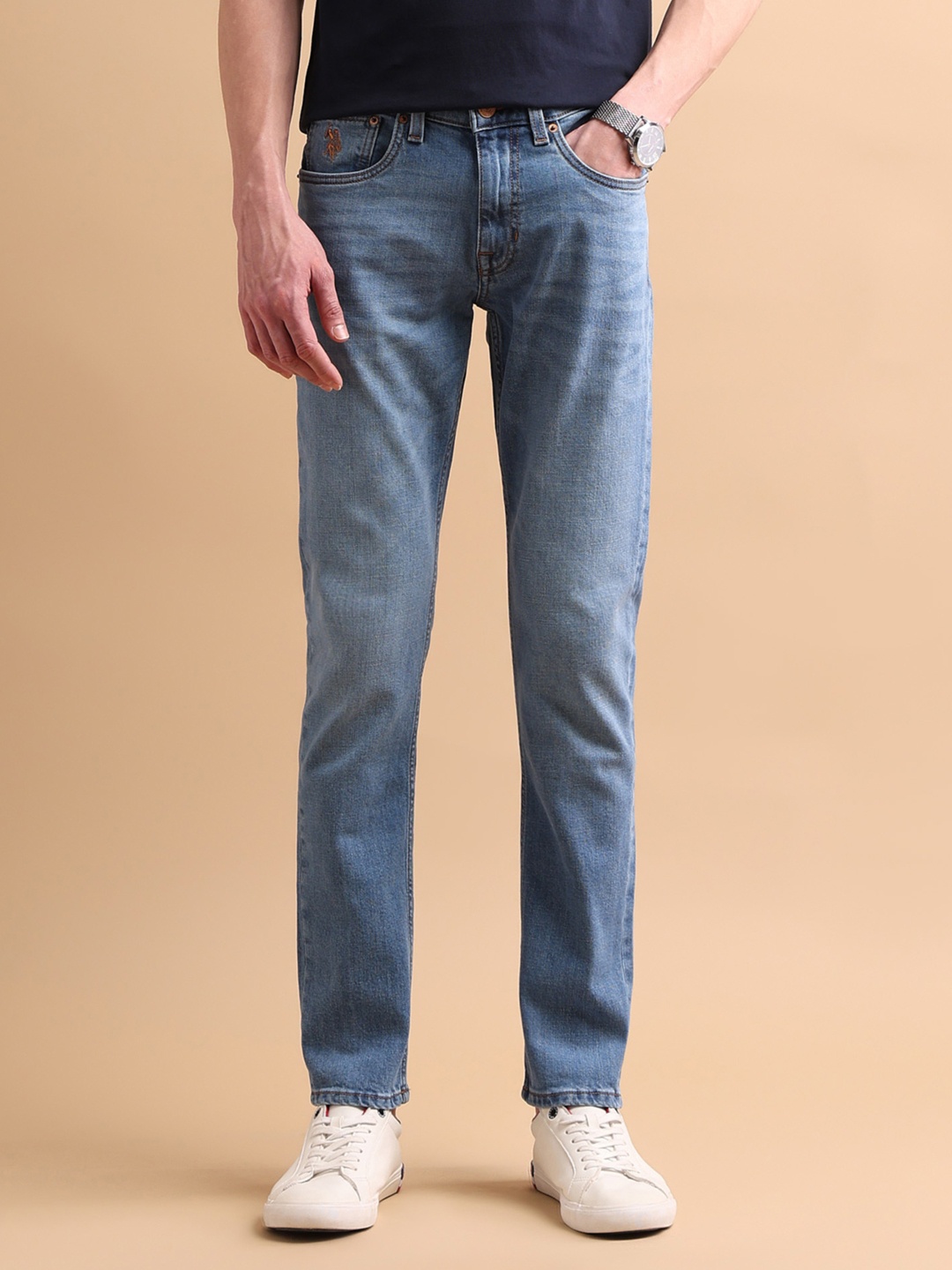 

U.S. Polo Assn. Denim Co. Men Mid Rise Slim Fit Heavy Fade Jeans, Blue