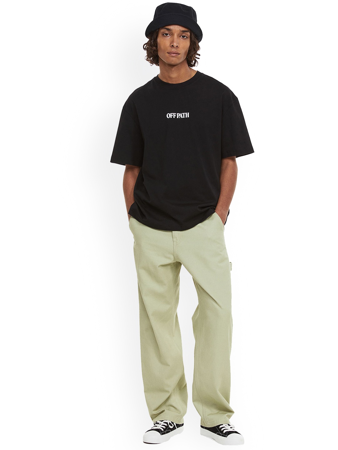 

H&M Men Relaxed Fit Twill Trousers, Sea green