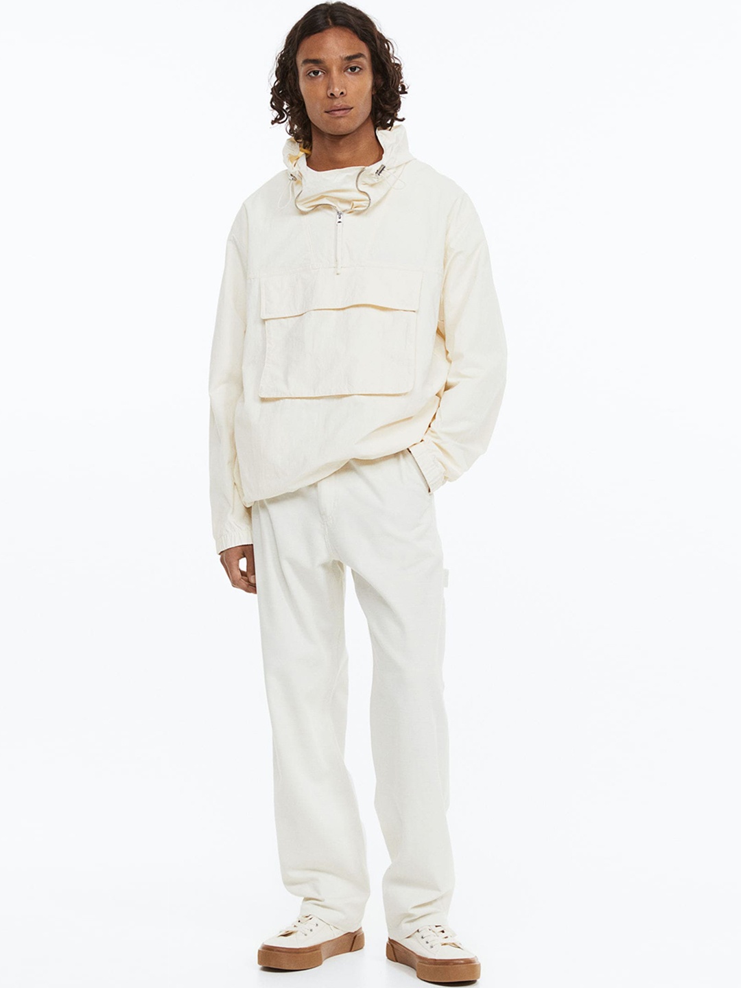 

H&M Men Relaxed Fit Twill Trousers, White