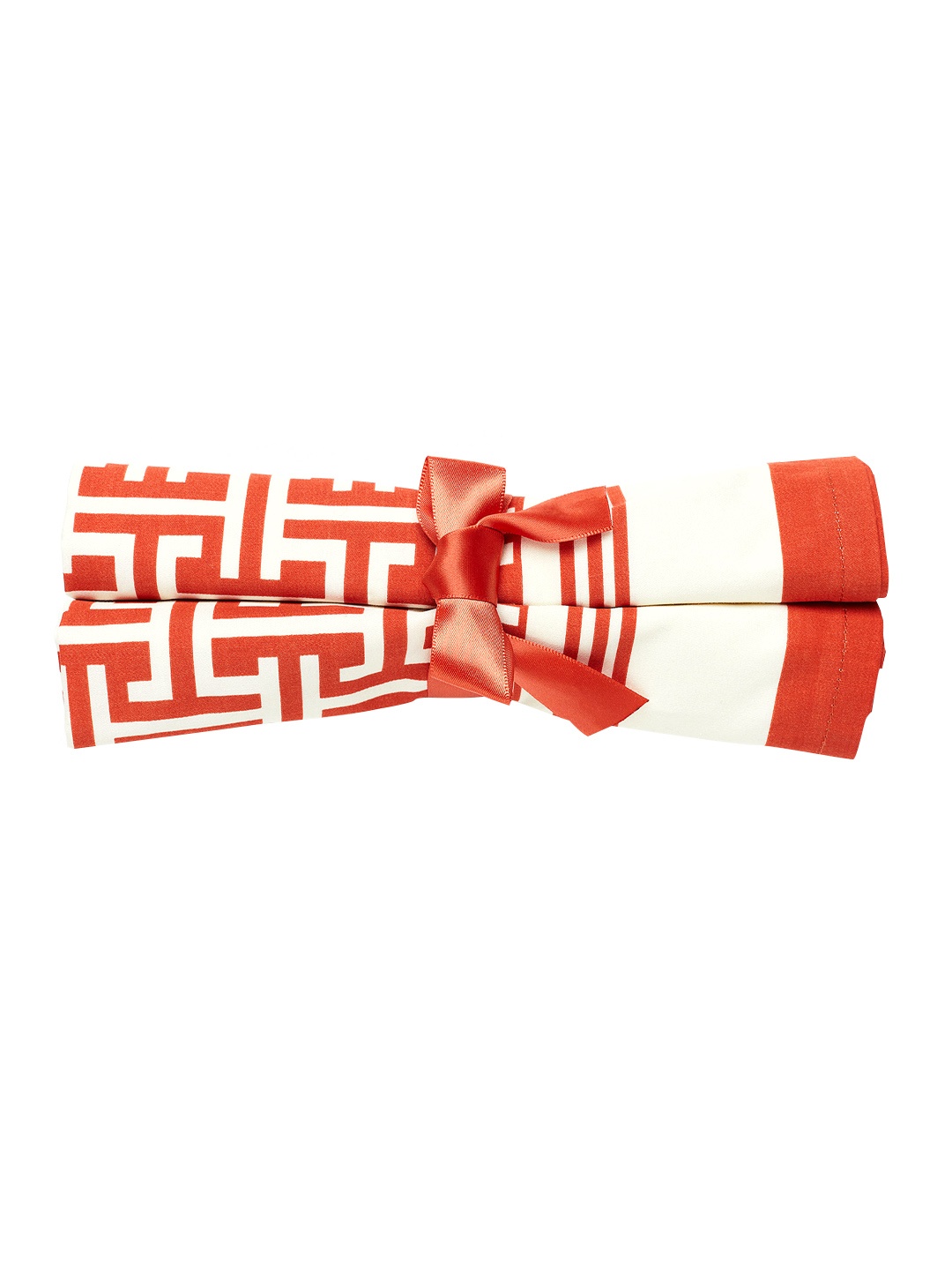 

H&M Orange & Off White 2-Pack Cotton Sateen Napkins