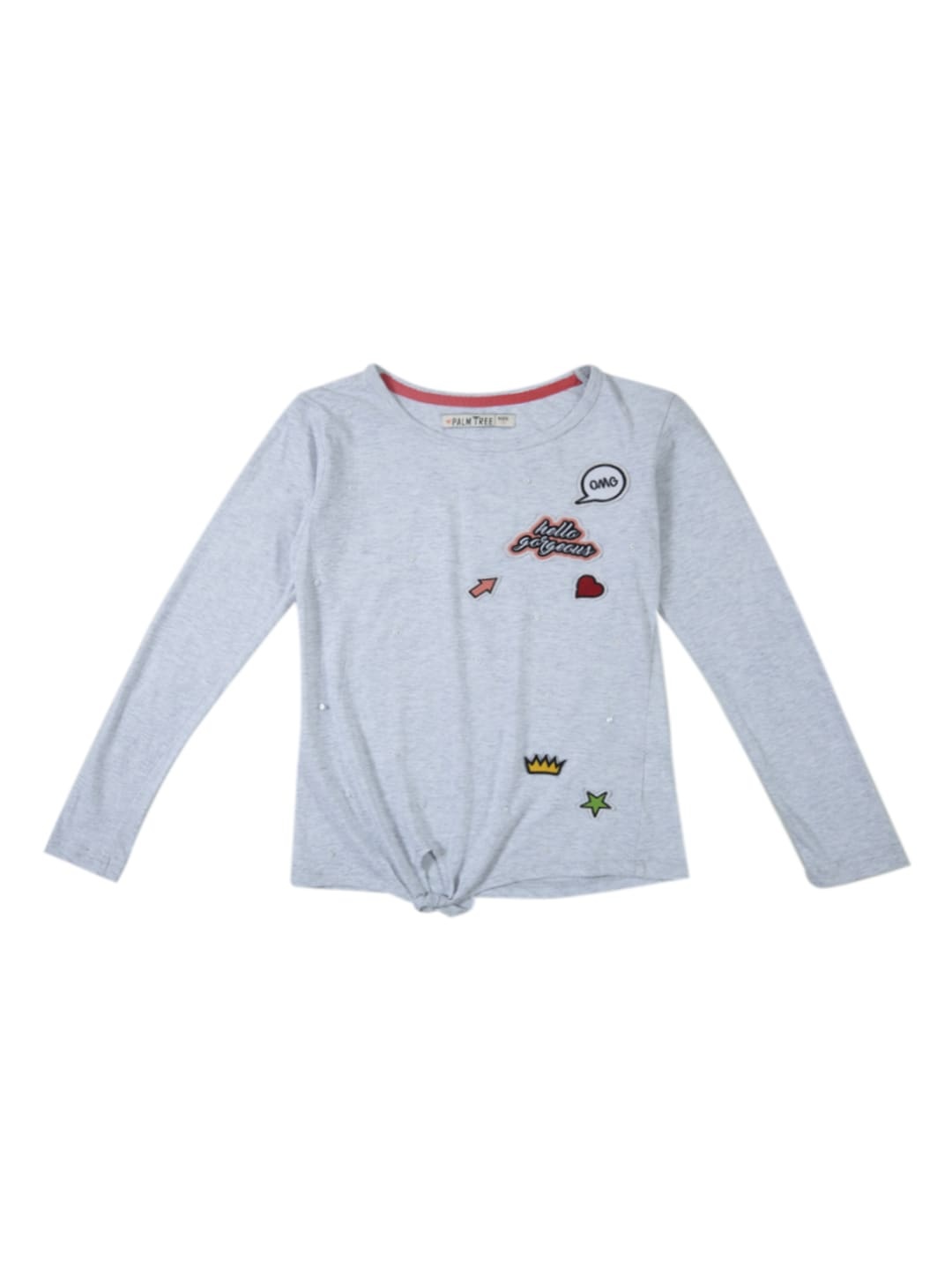 

Palm Tree Girls Grey Solid Pure Cotton Top