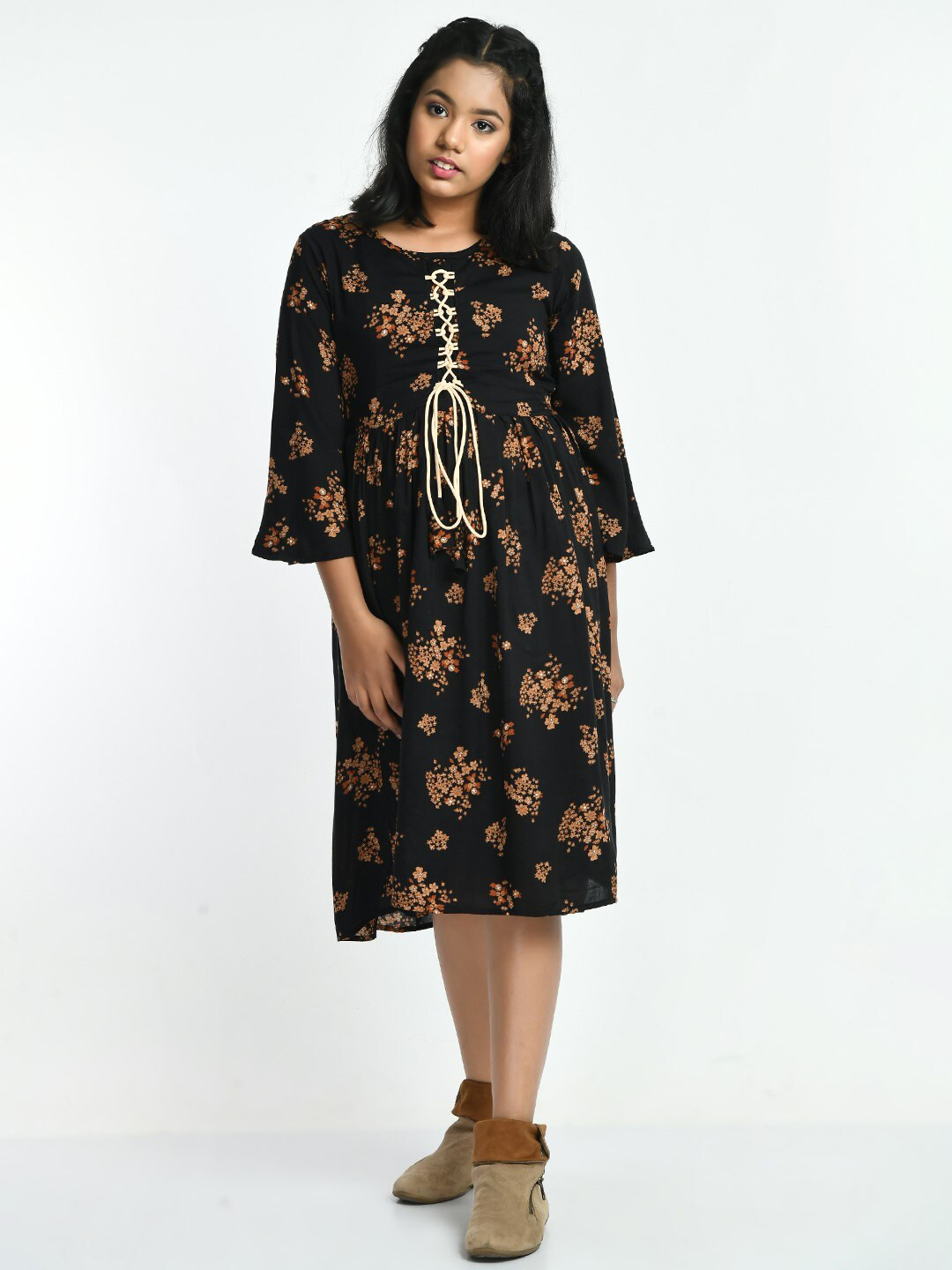 

Bella Moda Floral Cotton Dress, Black