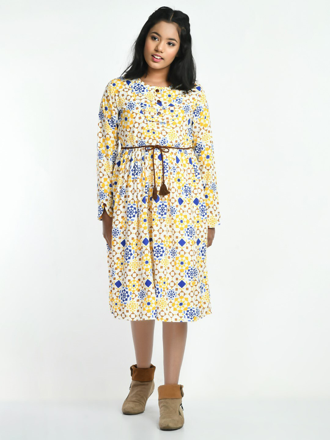 

Bella Moda Geometric Printed Cotton Midi Dress, Yellow