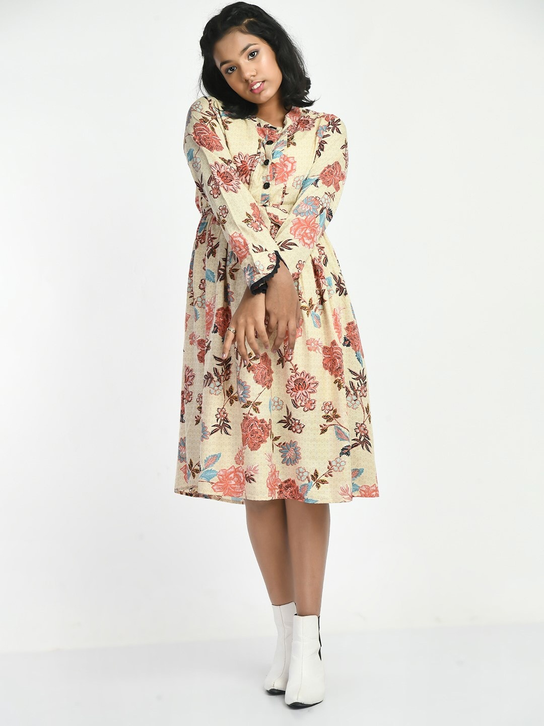 

Bella Moda Floral Printed Cotton Dress, Yellow