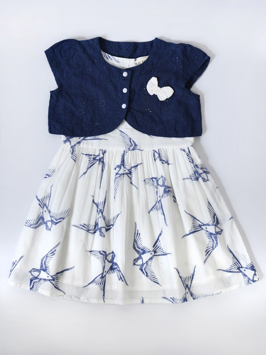 

Bella Moda Girls Floral Pure Cotton Dress, White