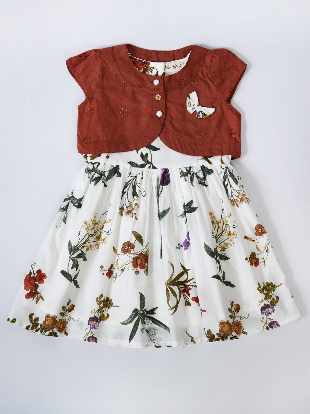 

Bella Moda Girls Floral Printed Cotton Dress, White