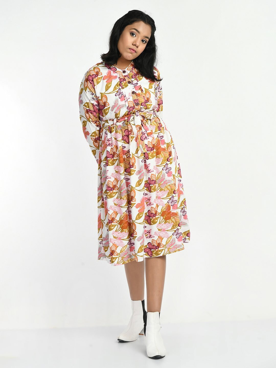 

Bella Moda Girls Floral Cotton Dress, White