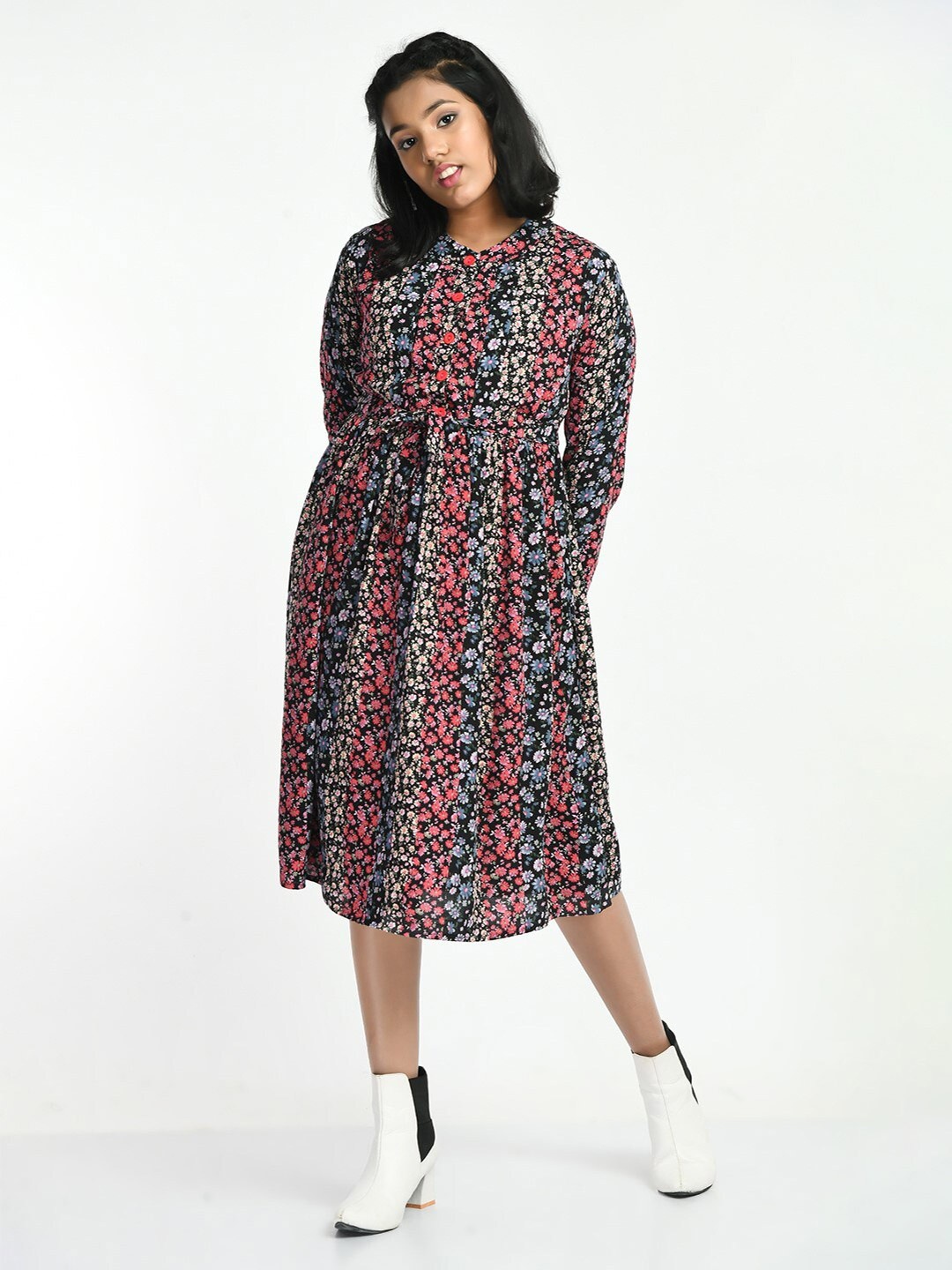 

Bella Moda Girls Floral Pure Cotton Dress, Black