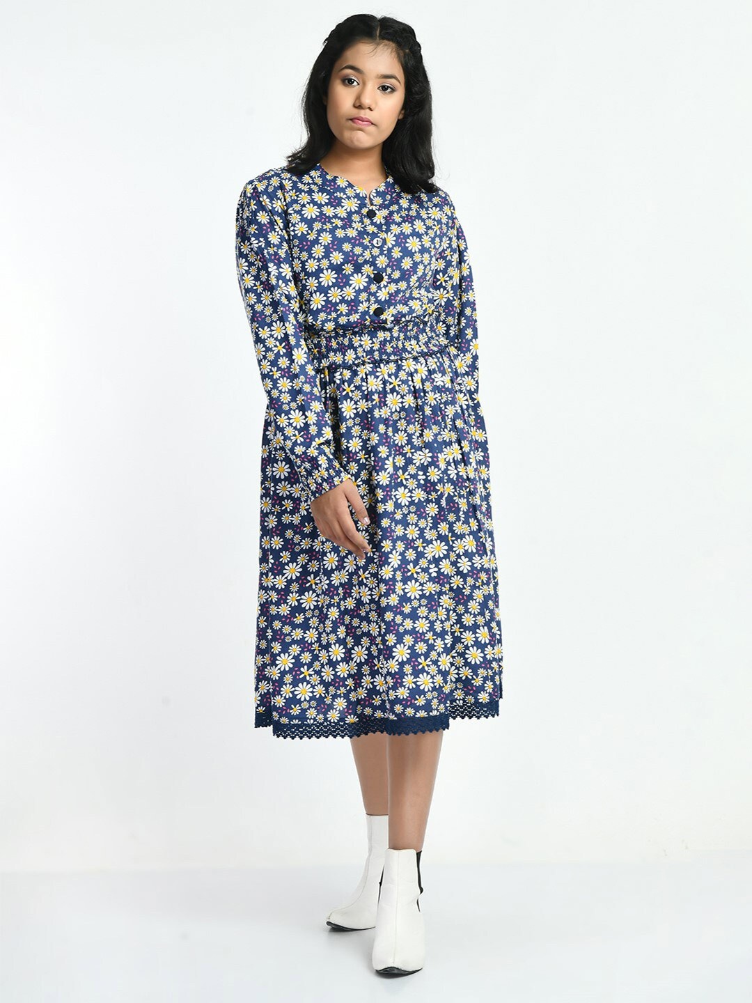 

Bella Moda Girls Floral Midi Cotton Dress, Blue