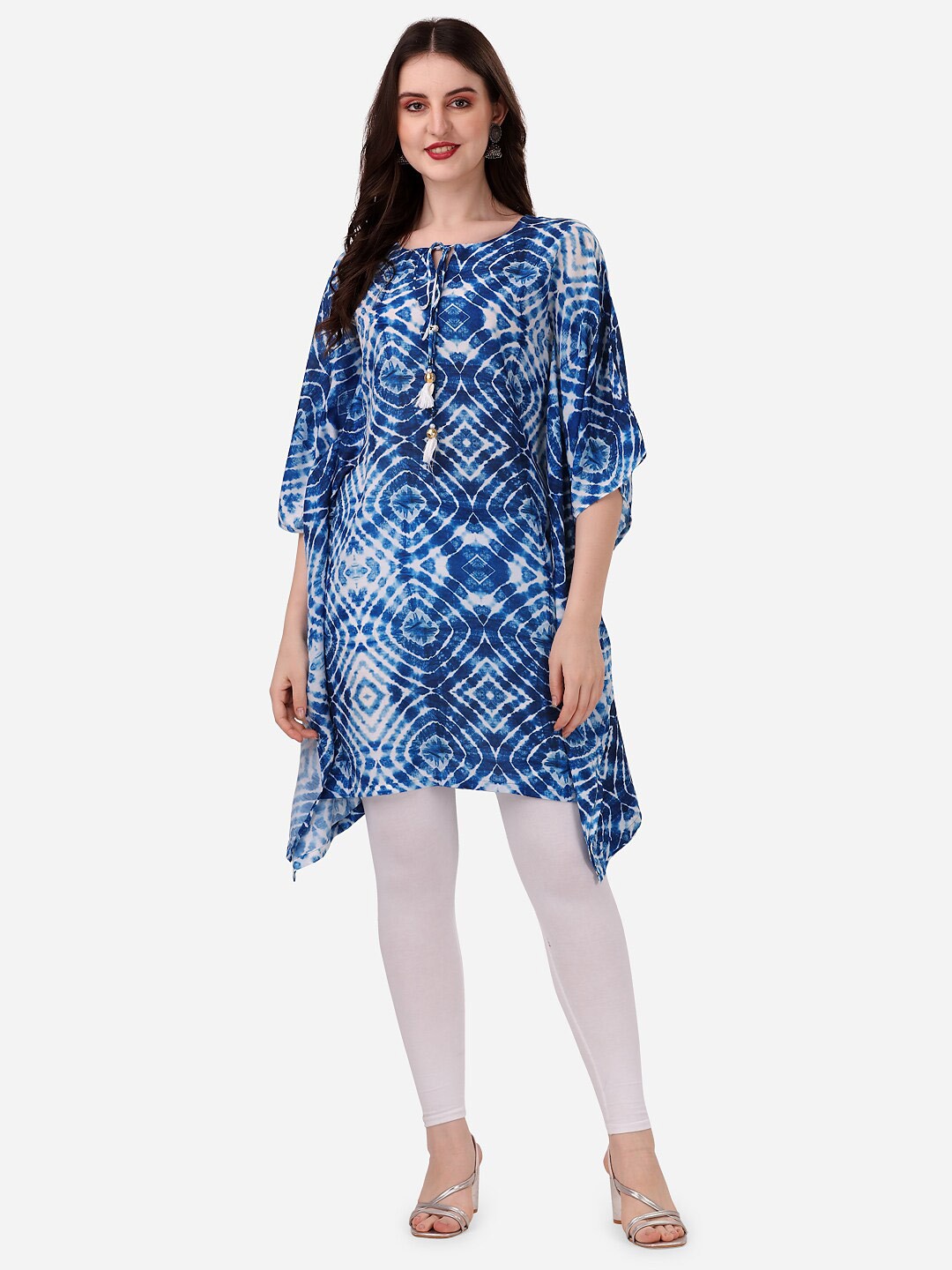 

HERE&NOW Geometric Printed Kaftan Kurti, Blue