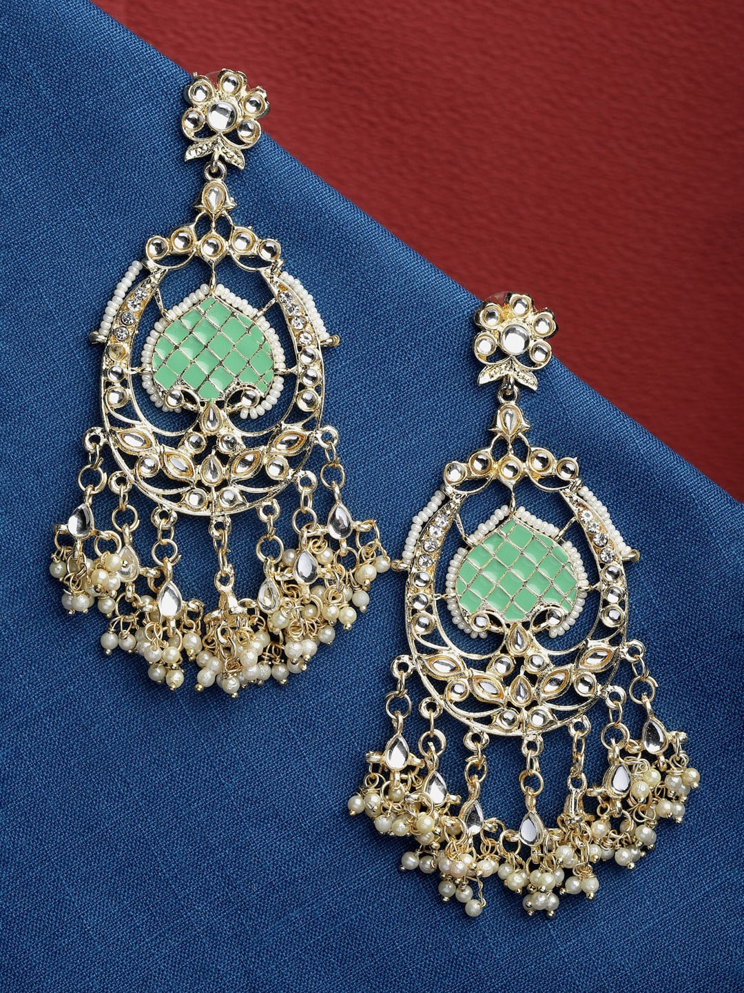 

Shining Diva Gold Plated Classic Drop Earrings, Green