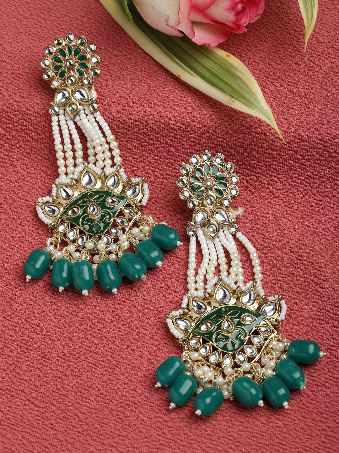 

Shining Diva Gold Plated Classic Drop Earrings, Green