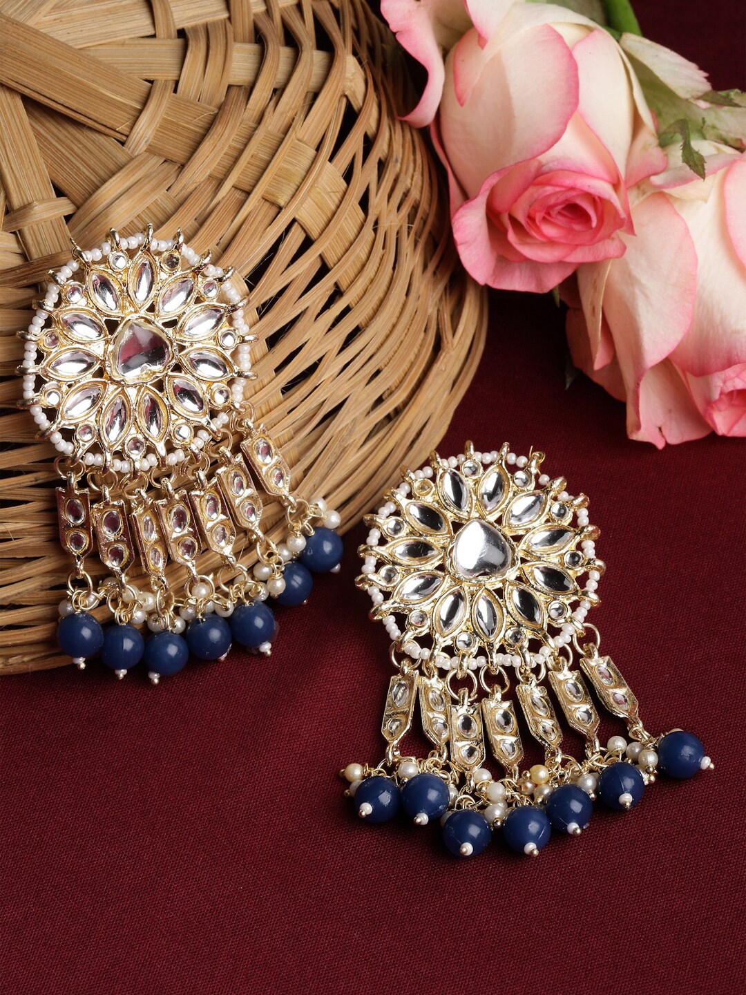 

Shining Diva Gold-Plated Classic Drop Earrings, Blue