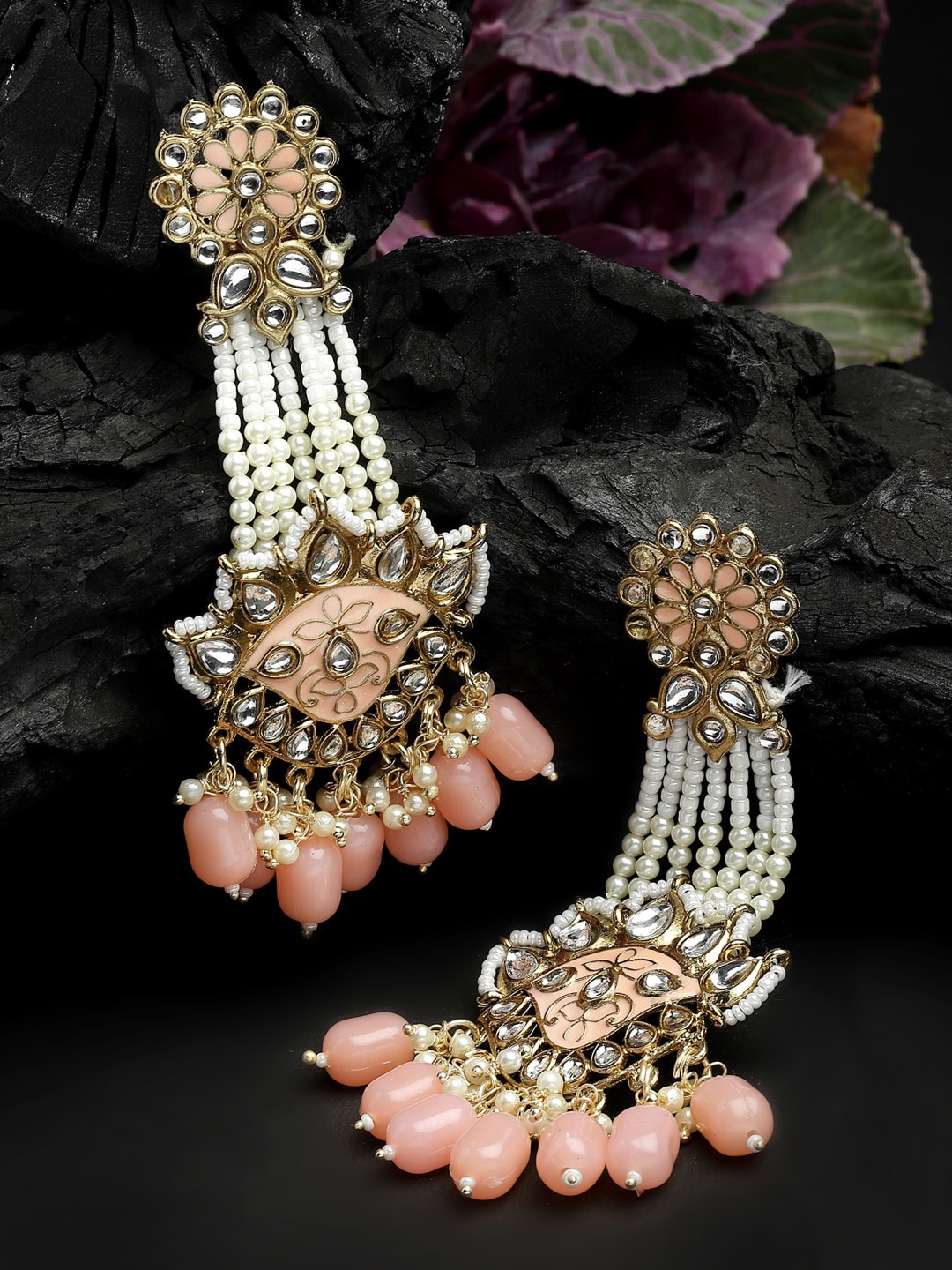 

Shining Diva Classic Drop Earrings, Peach