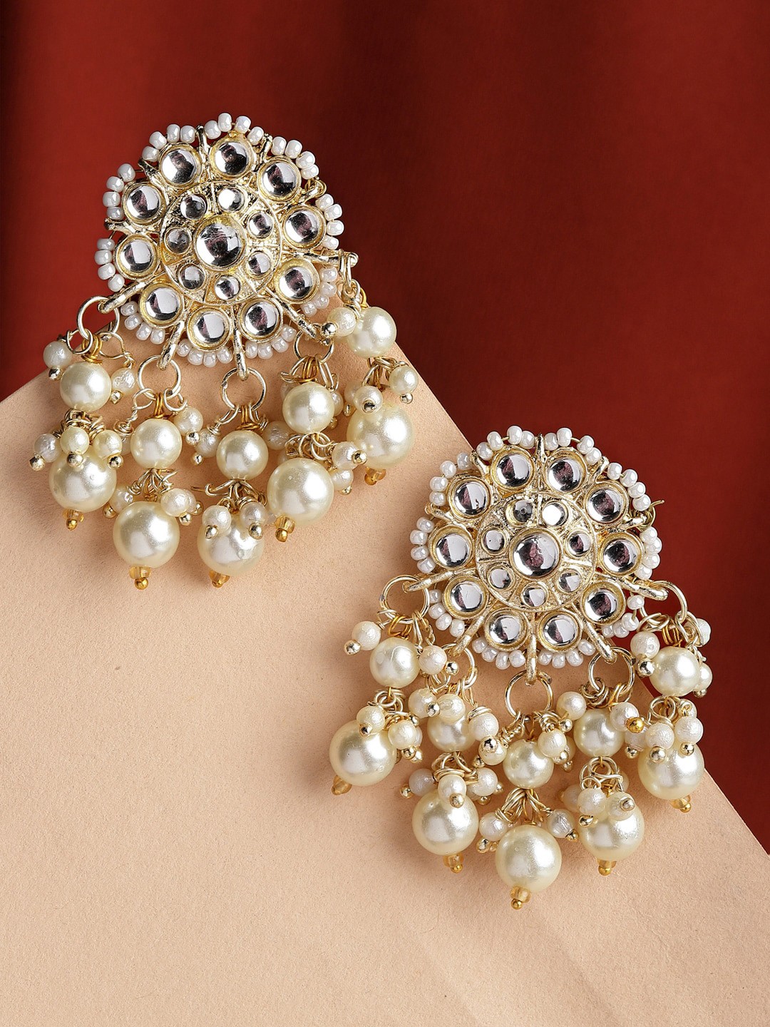 

Shining Diva Gold-Plated Classic Drop Earrings, White