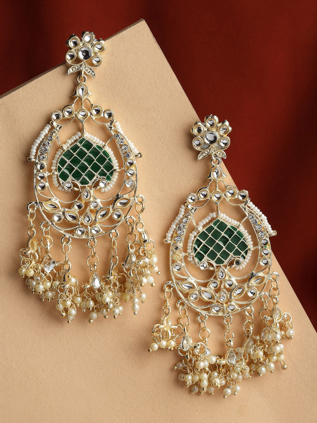 

Shining Diva Gold Plated Classic Drop Earrings, Green