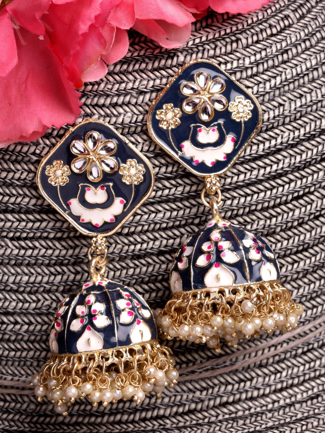 

Shining Diva Gold-Plated Classic Jhumkas Earrings, Black