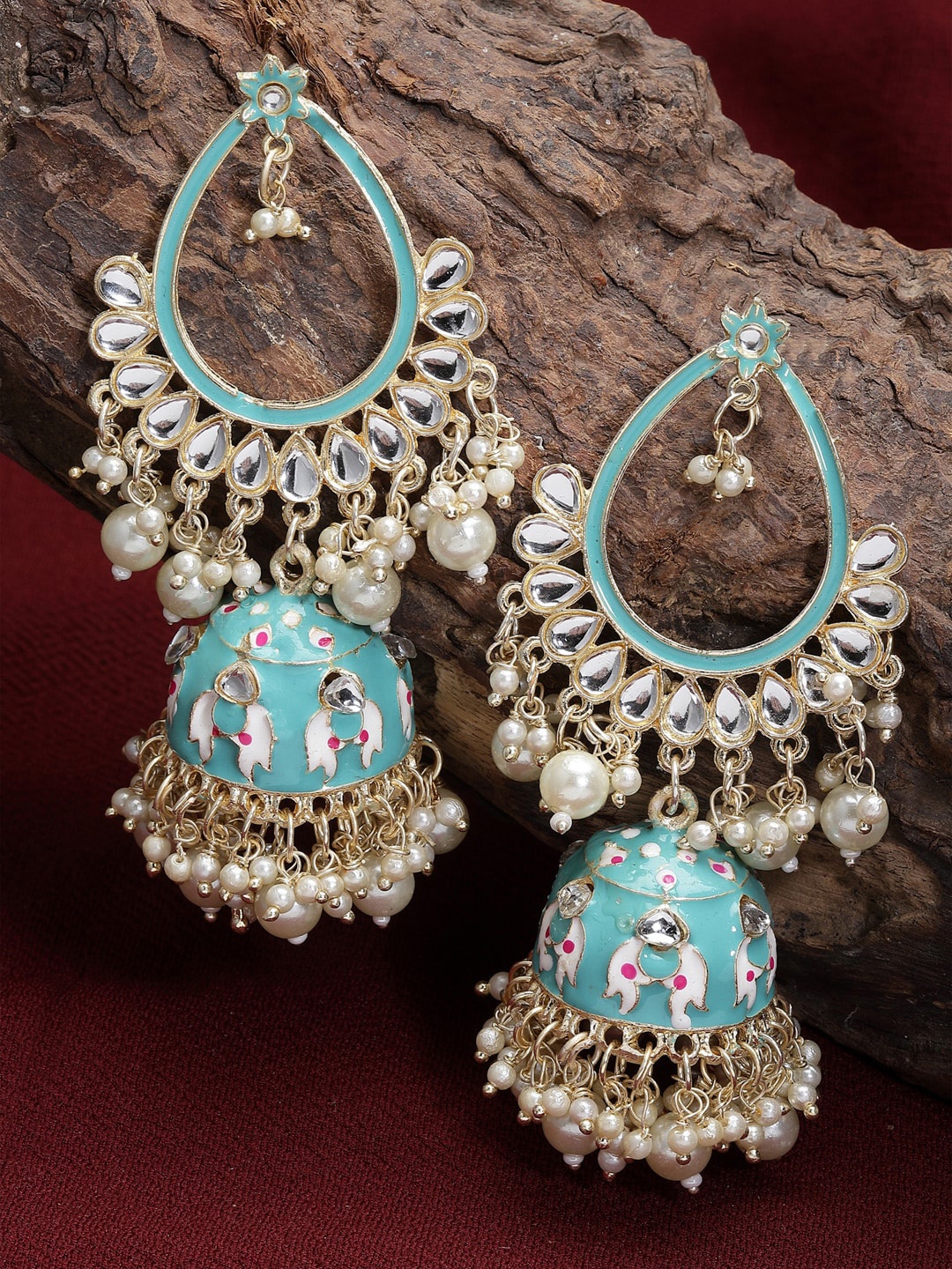 

Shining Diva Women Gold-Plated Classic Jhumkas Earrings, Blue