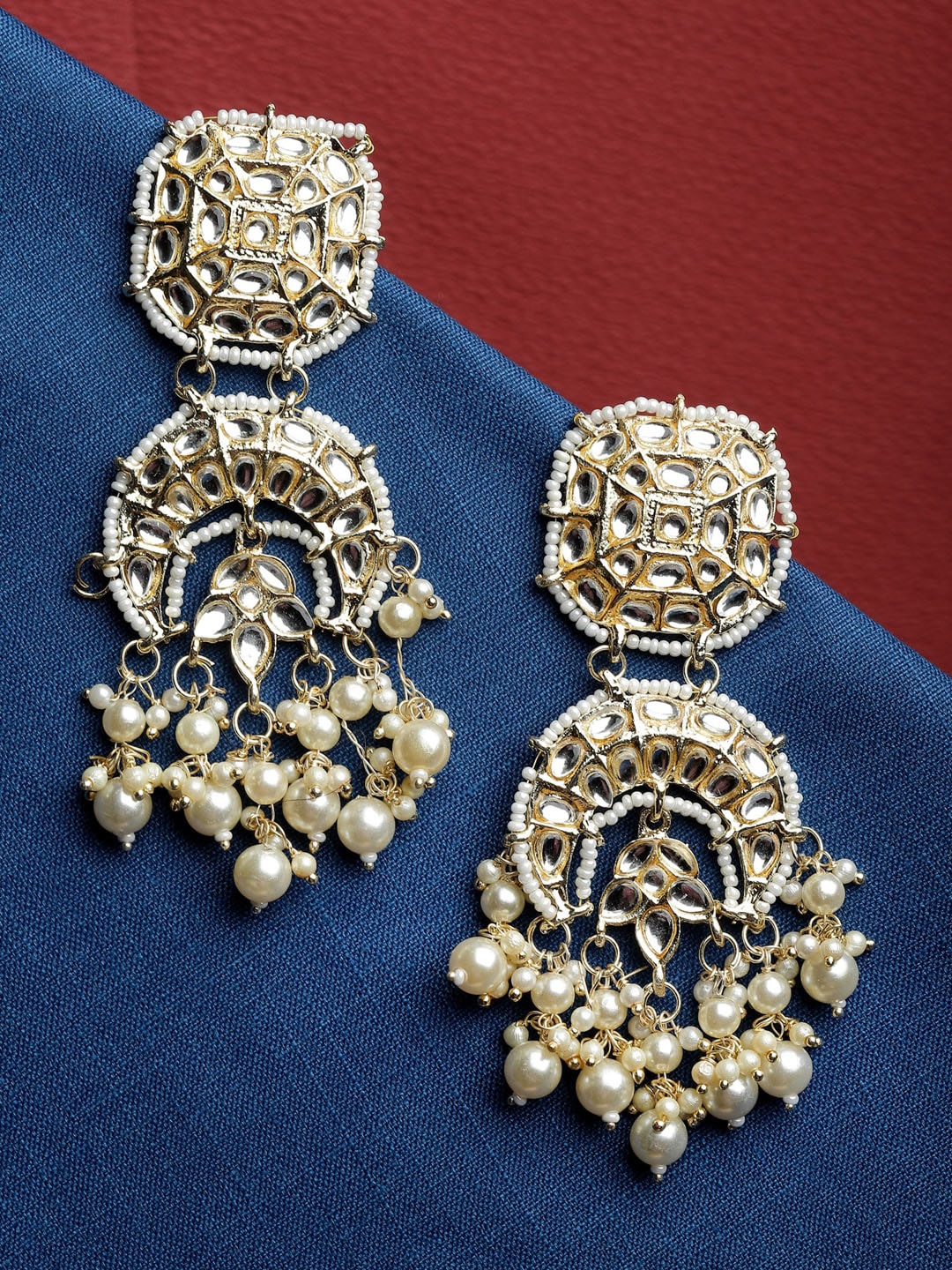 

Shining Diva Gold-Plated Classic Drop Earrings, White