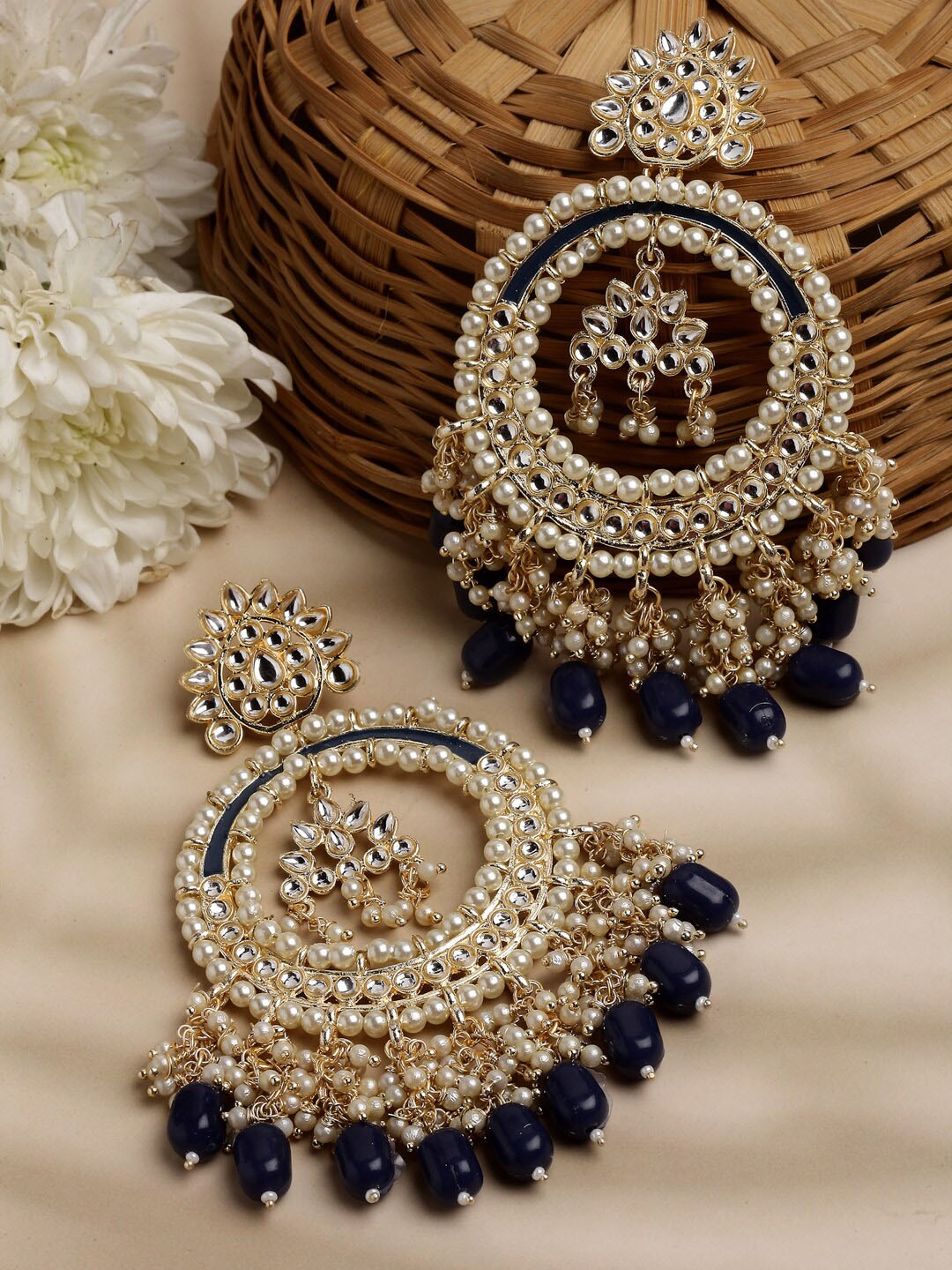 

Shining Diva Gold Plated Classic Chandbalis Earrings, Blue