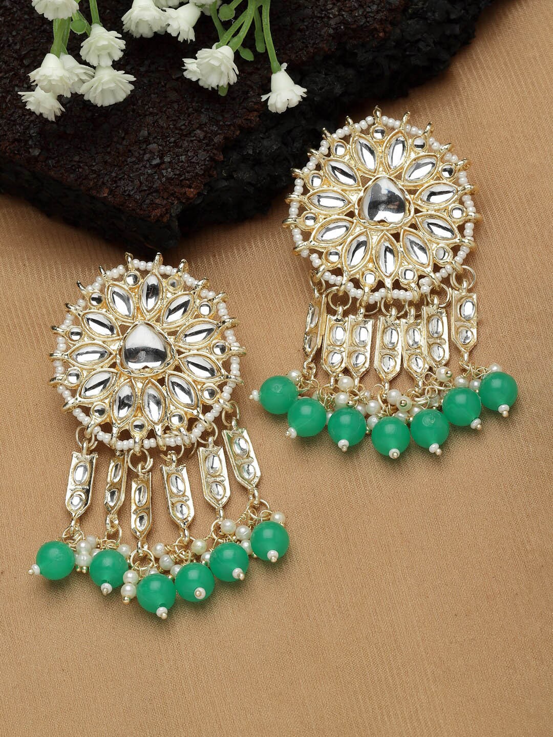 

Shining Diva Gold Plated Classic Drop Earrings, Green