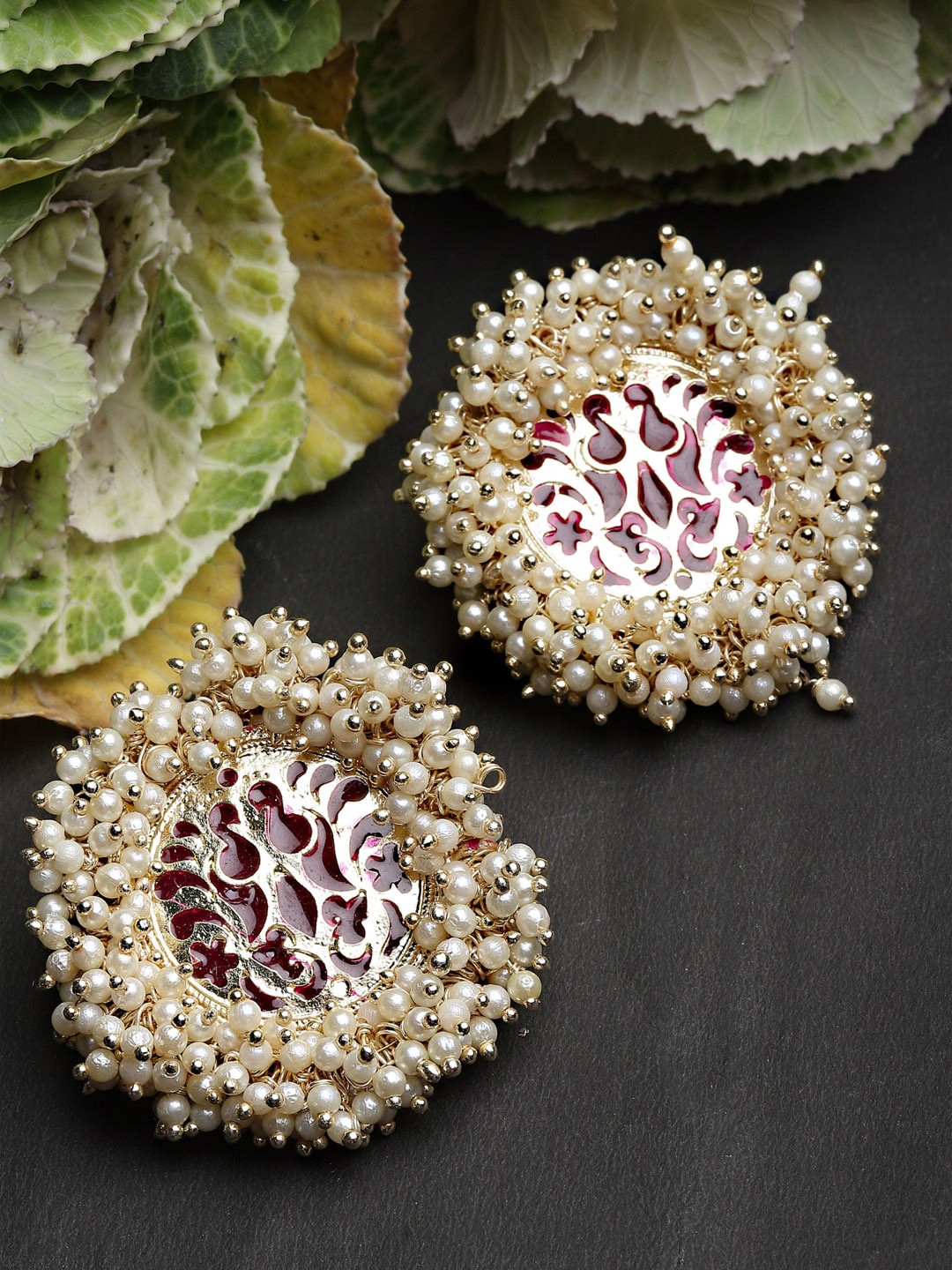

Shining Diva Gold-Plated Classic Studs Earrings, Maroon