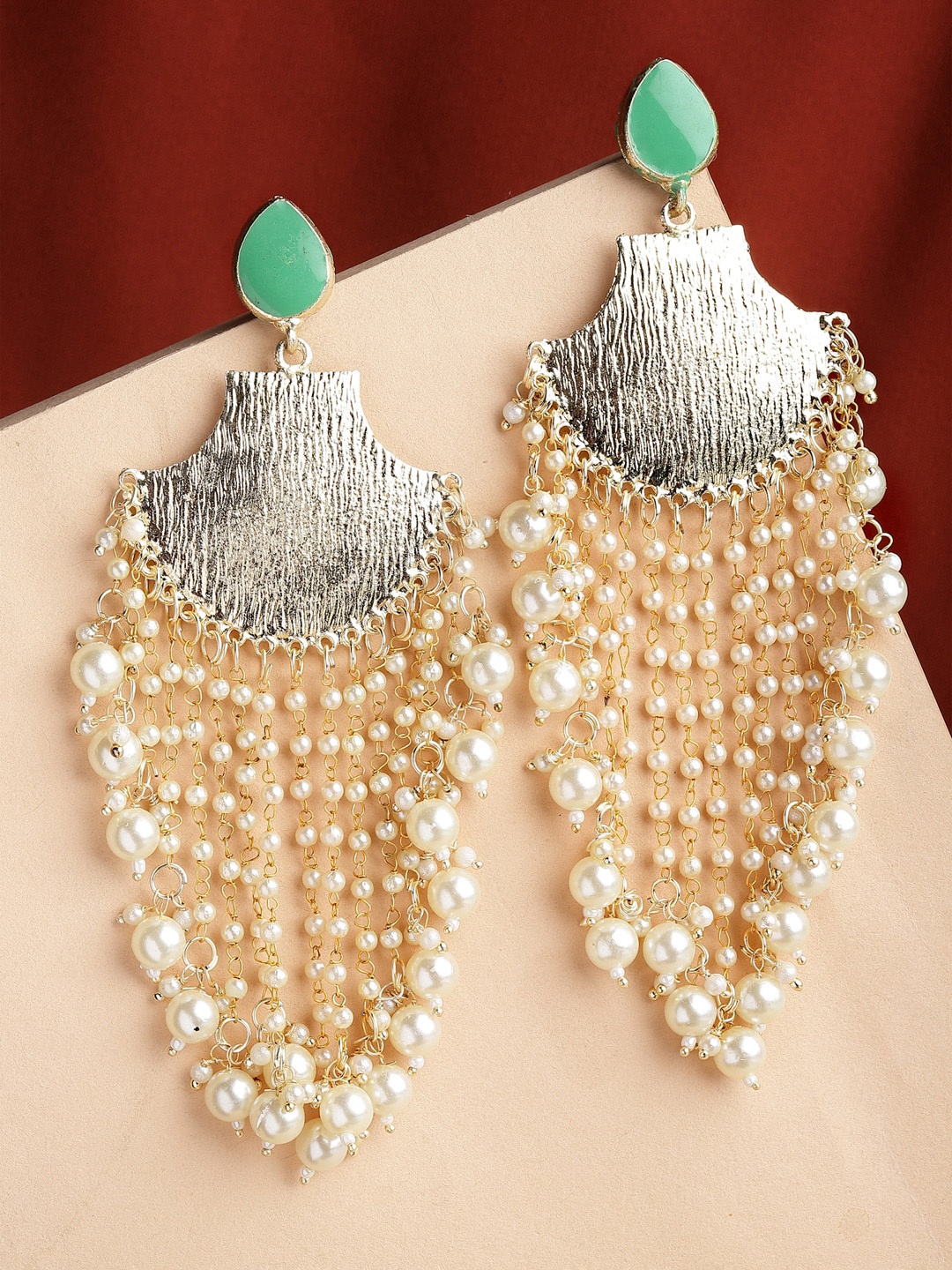 

Shining Diva Gold-Plated Classic Drop Earrings, Green