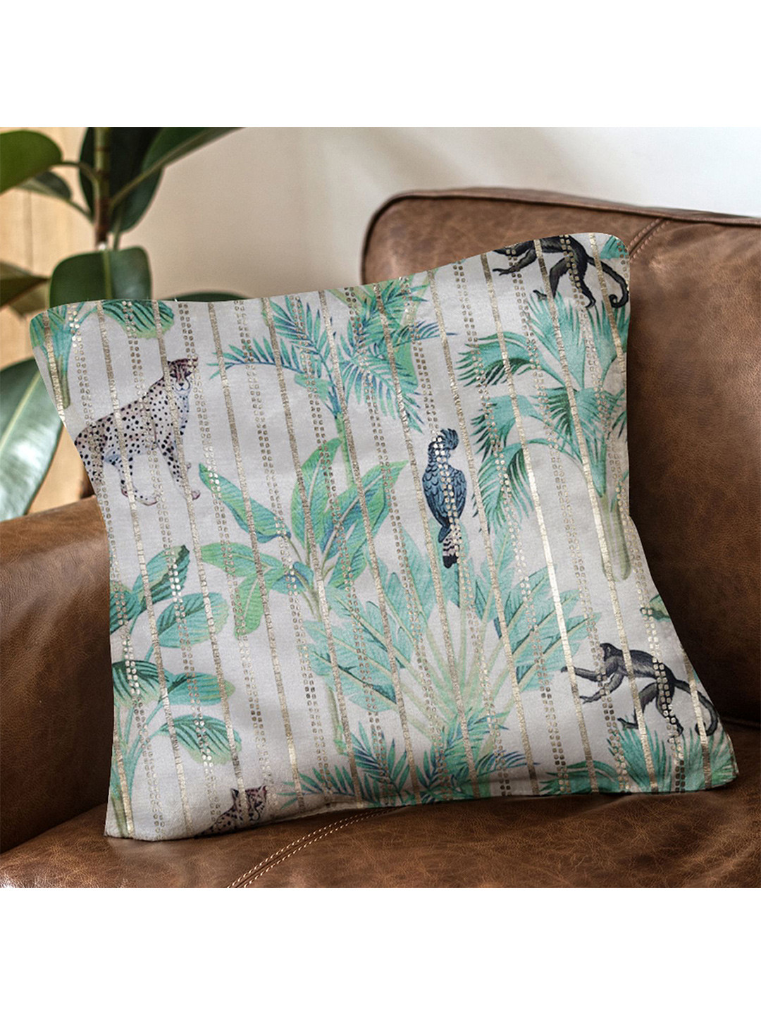 

HomeTown Bahamas Grey & Green Quirky Square Cushion Covers