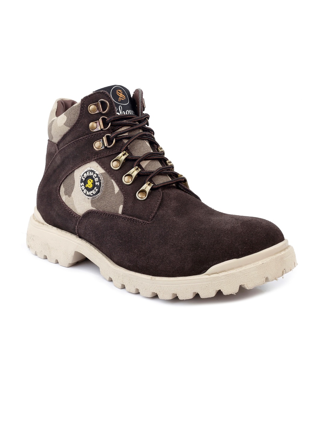 

SHENCES Men Mid Top Leather Regular Boots, Brown