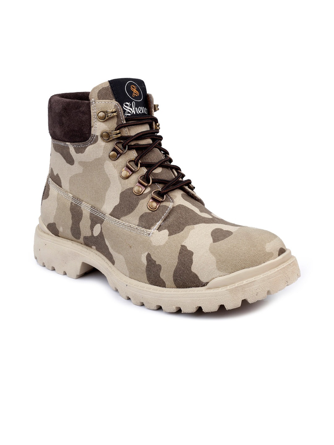 

SHENCES Men Printed Mid-Top Biker Boots, Grey