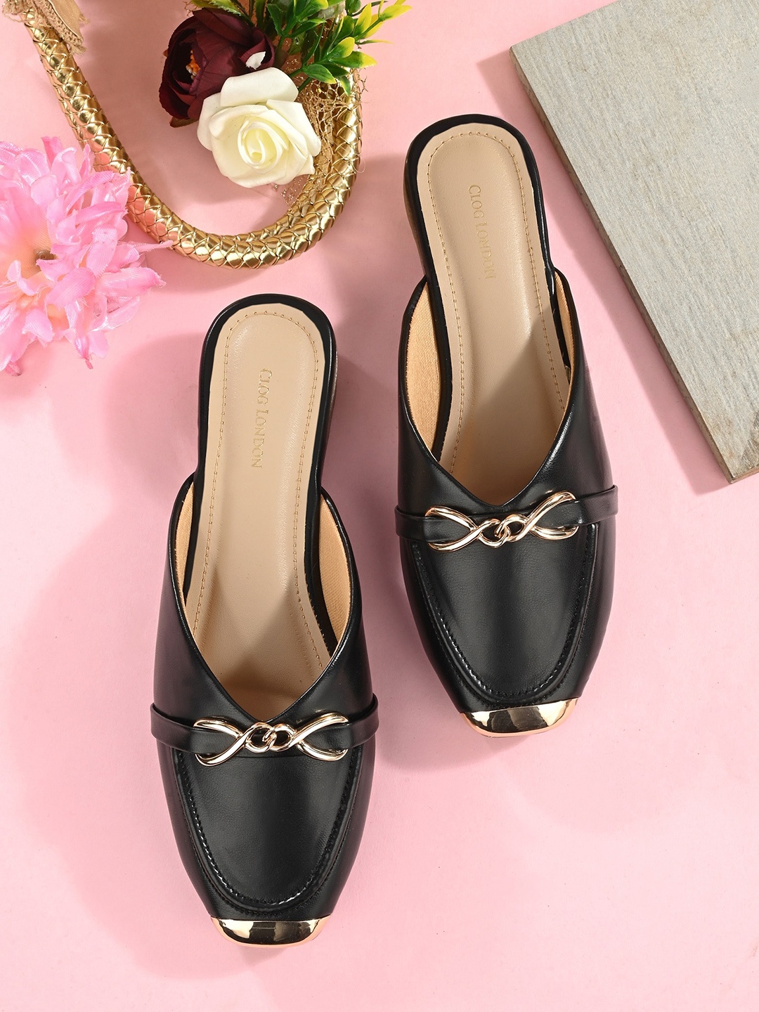 

CLOG LONDON Embellished Comfort Heels Mules, Black