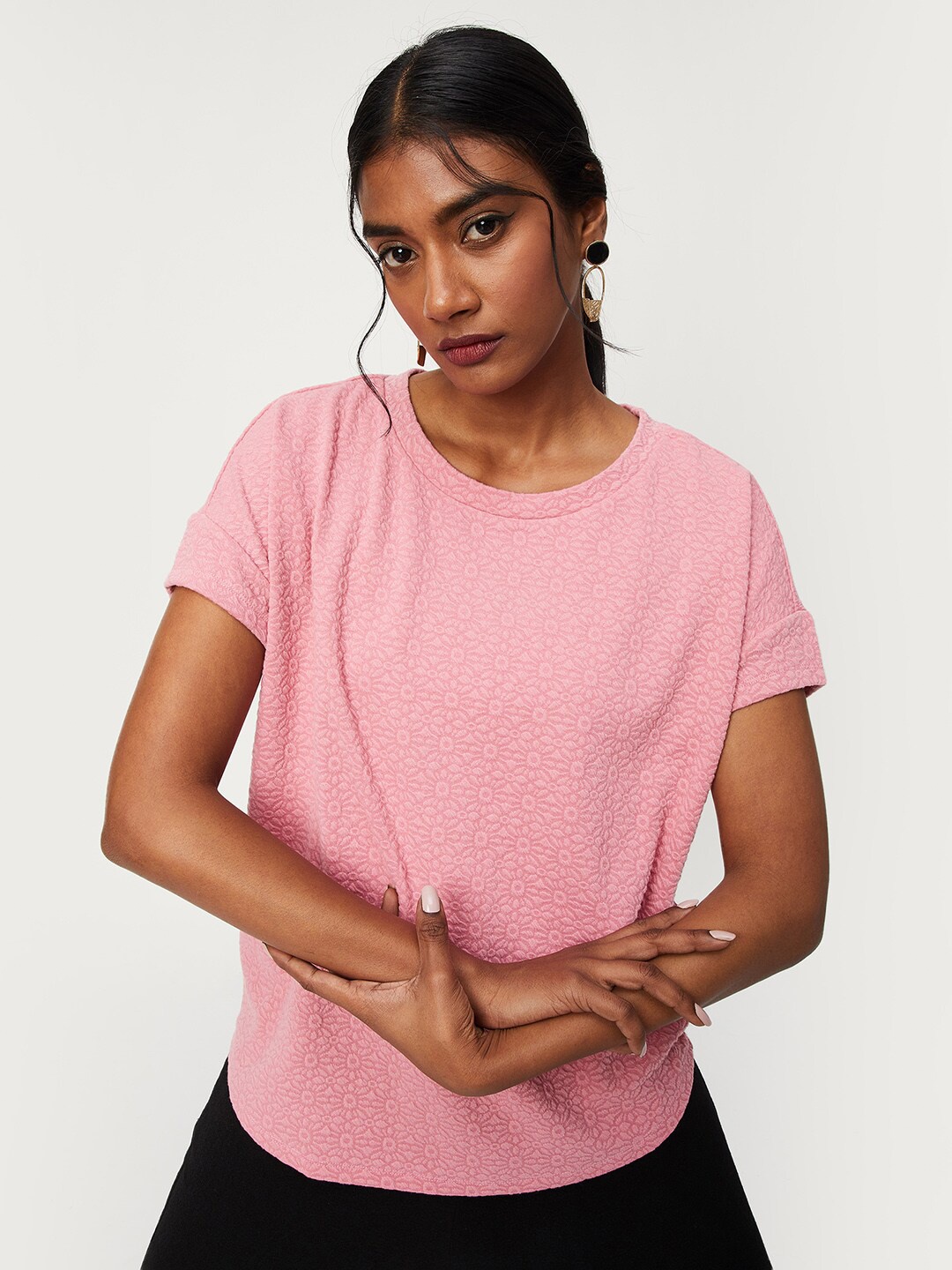 

max Women Drop-Shoulder Sleeves Regular fit T-shirt, Pink