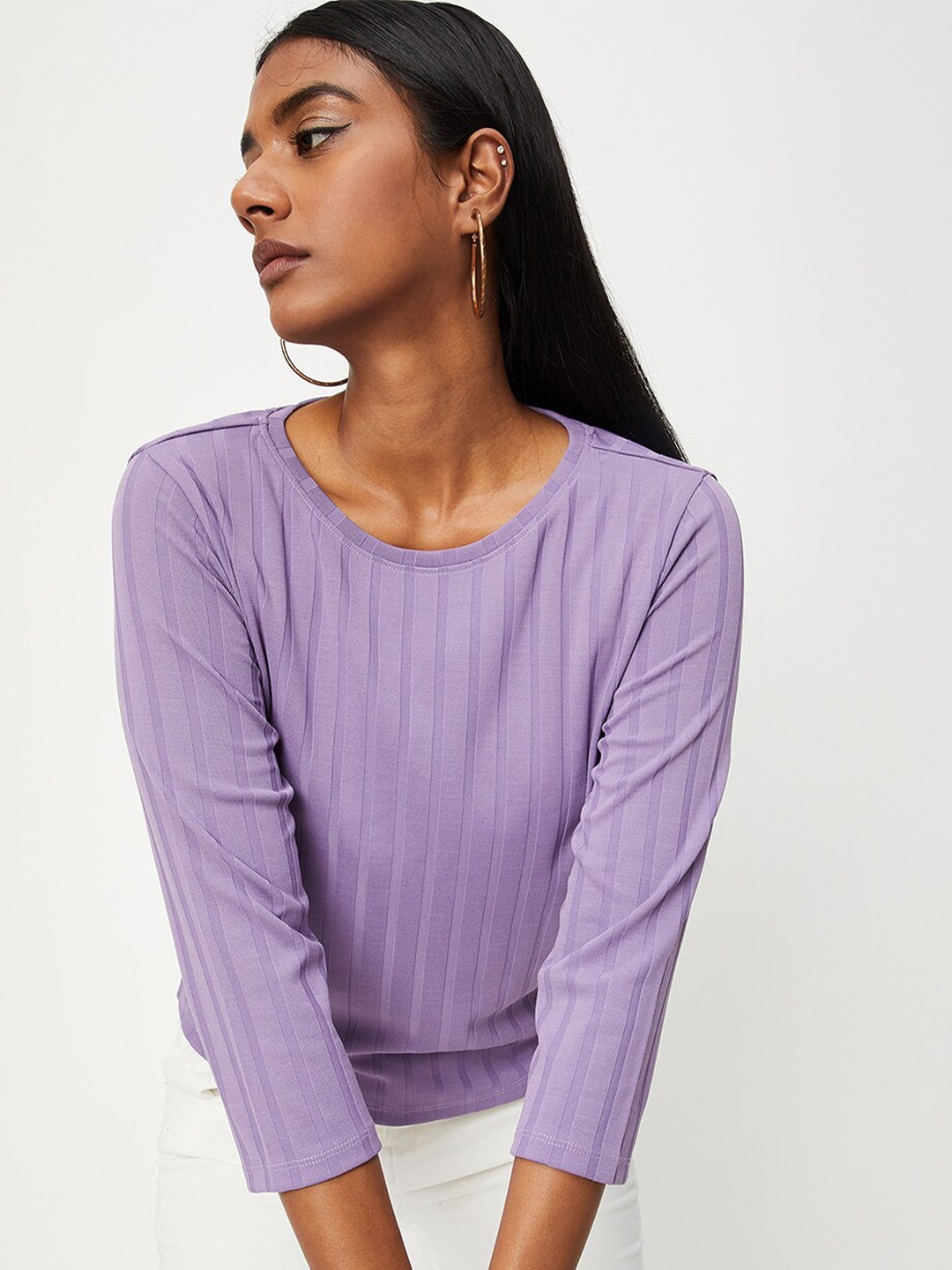 

max Women Round Neck Long Sleeve T-shirt, Lavender