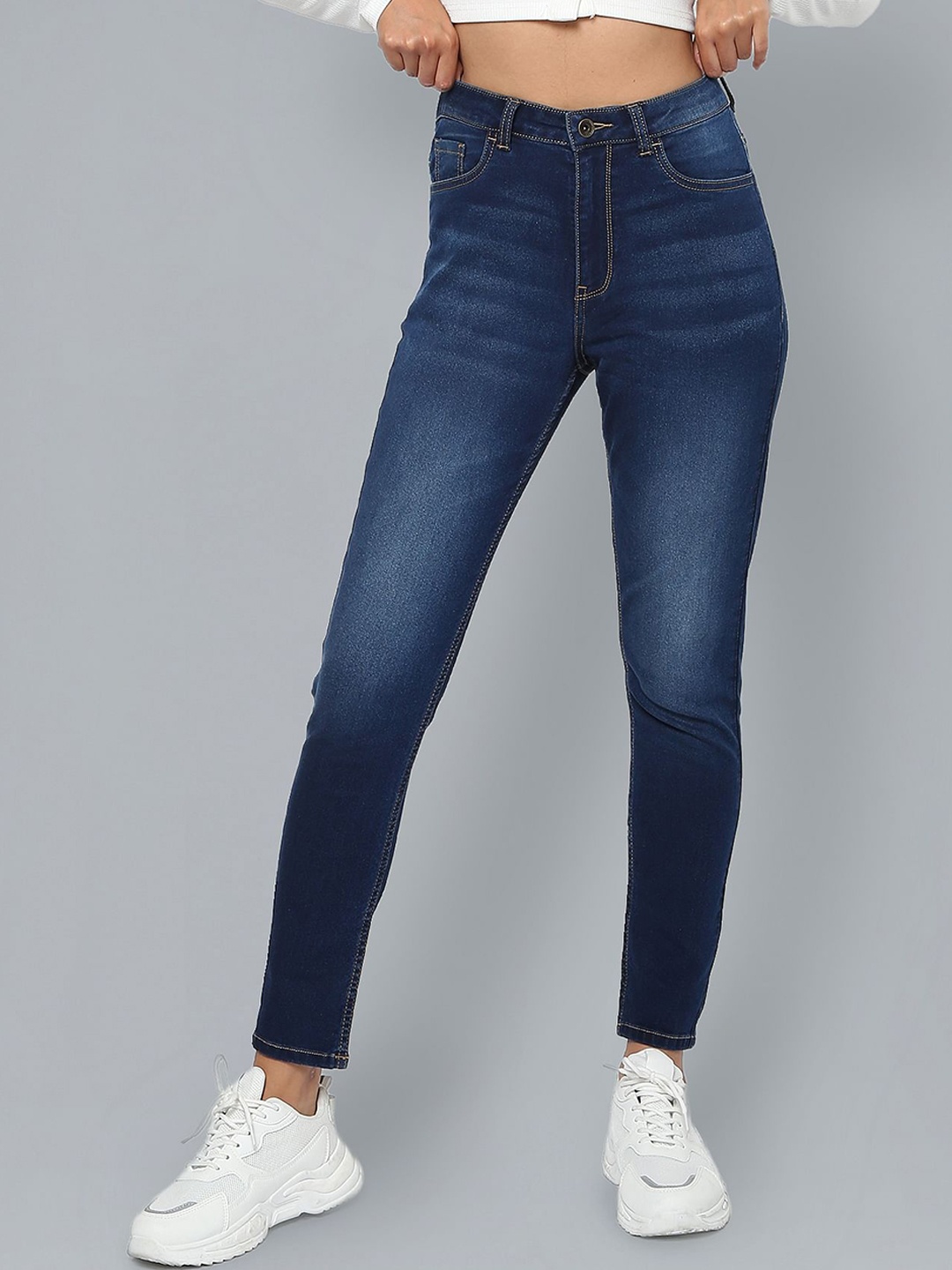 

Flying Machine Women Skinny Fit High-Rise Light Fade Cotton Stretchable Jeans, Blue
