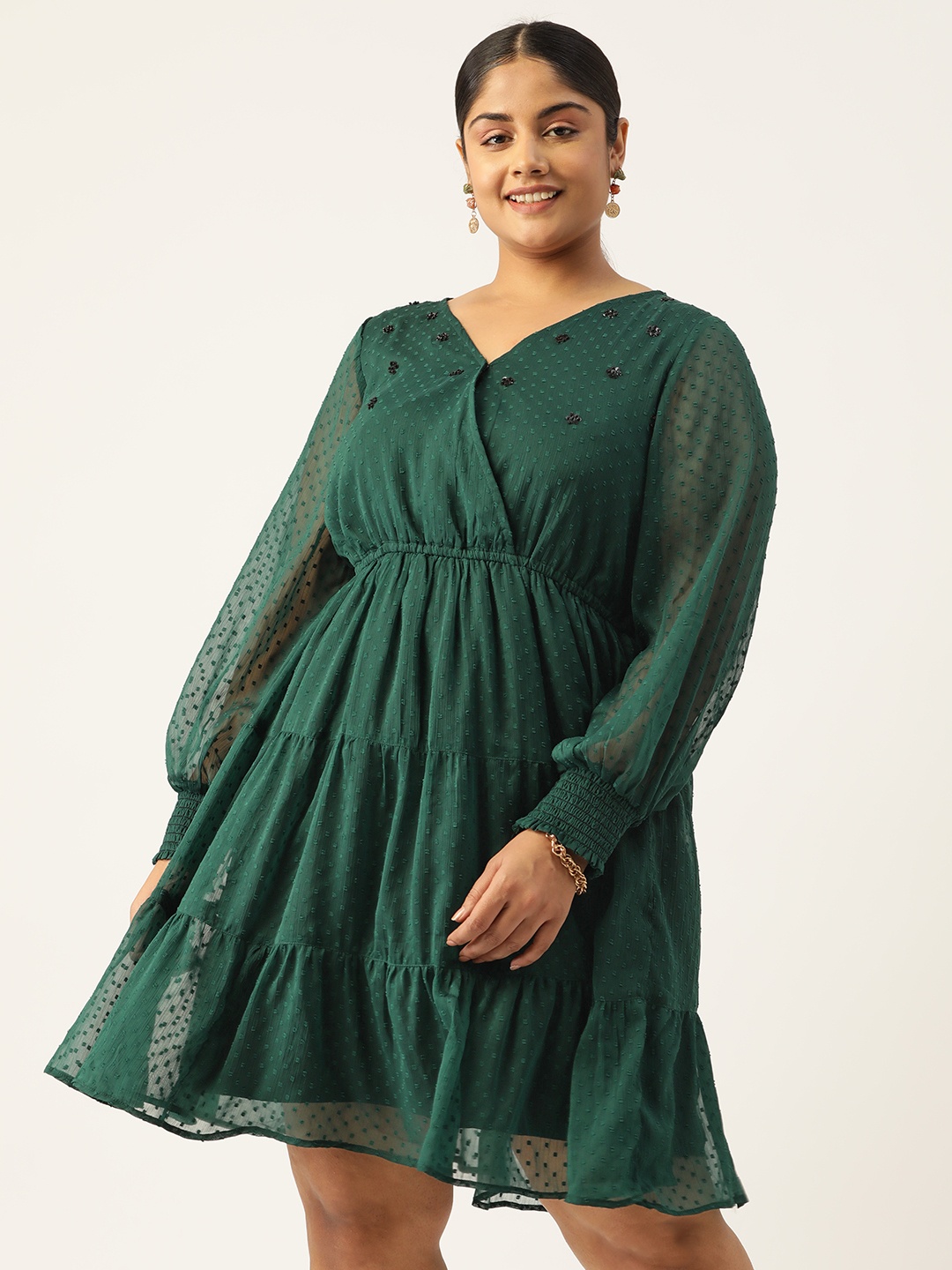 

Antheaa Curve Plus Size Dooby Weave Chiffon Dress, Green