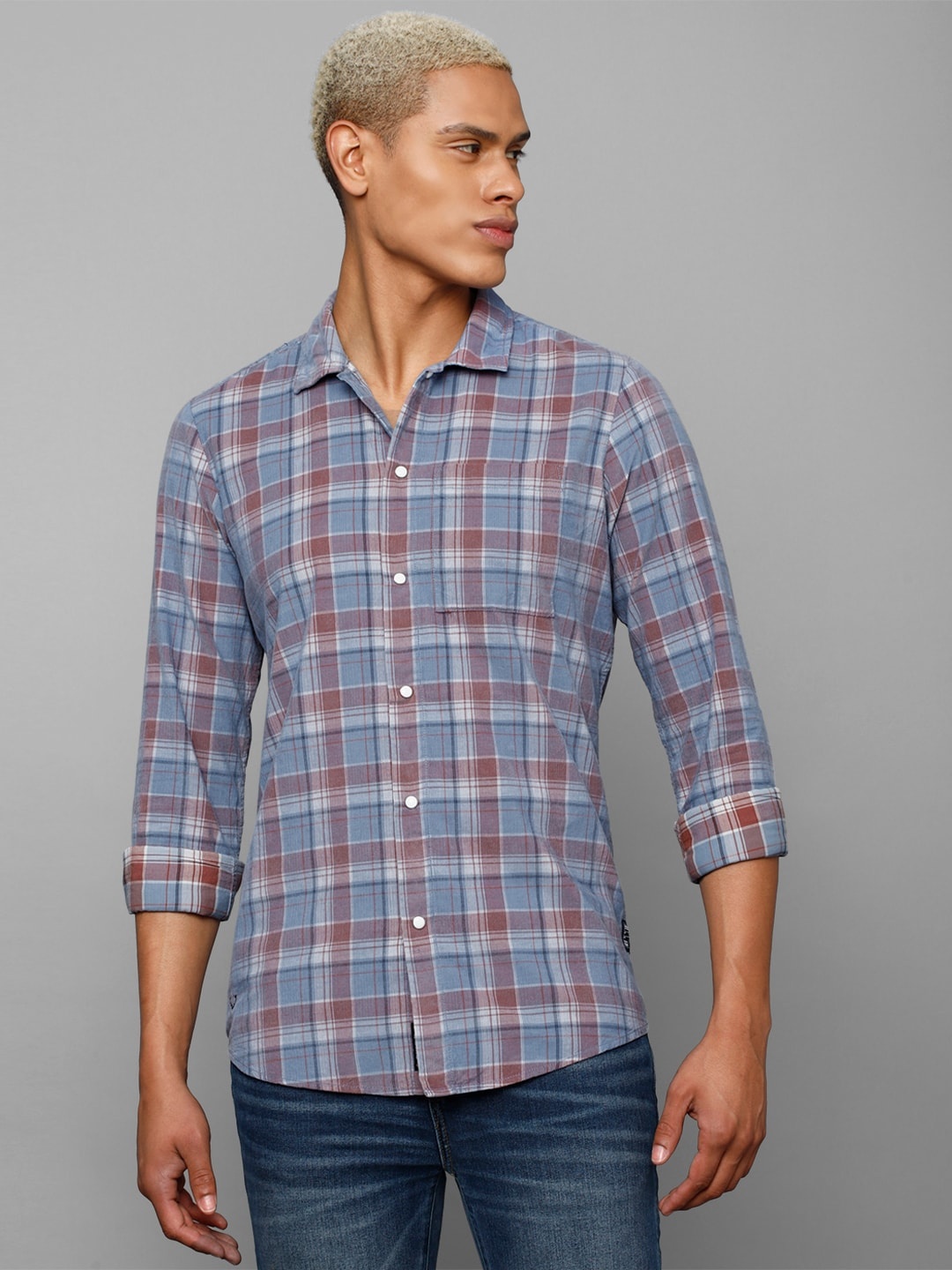 

Allen Solly Sport Men Tartan Checked Casual Cotton Shirt, Blue