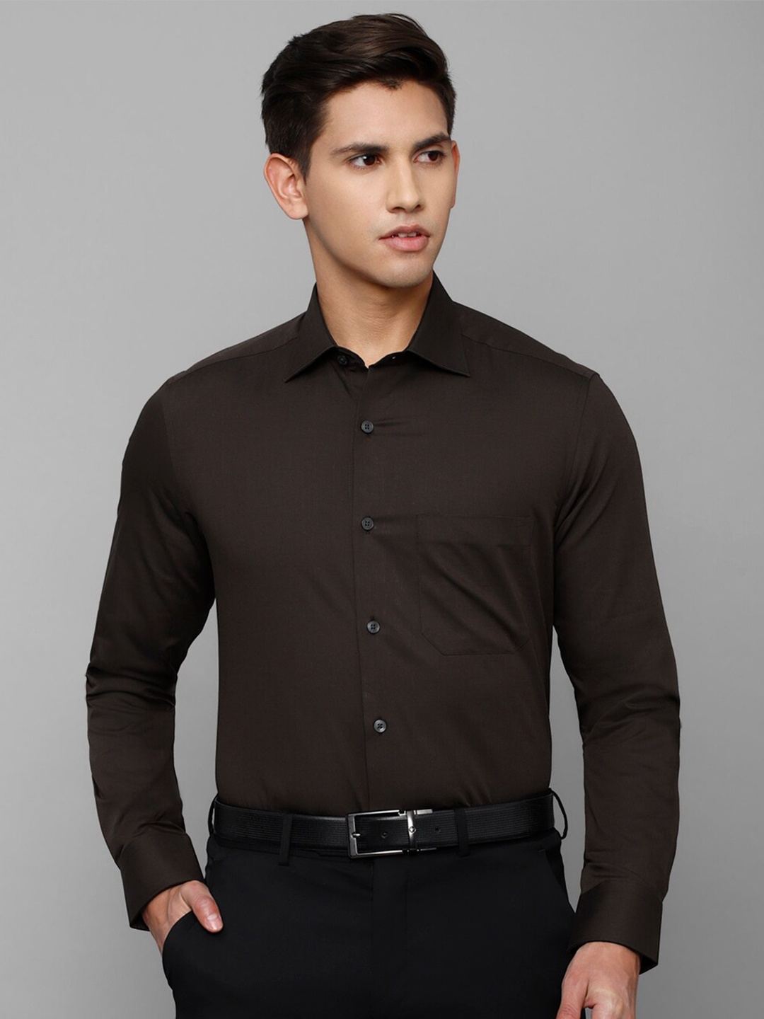 

Louis Philippe Men Formal Pure Cotton Shirt, Brown