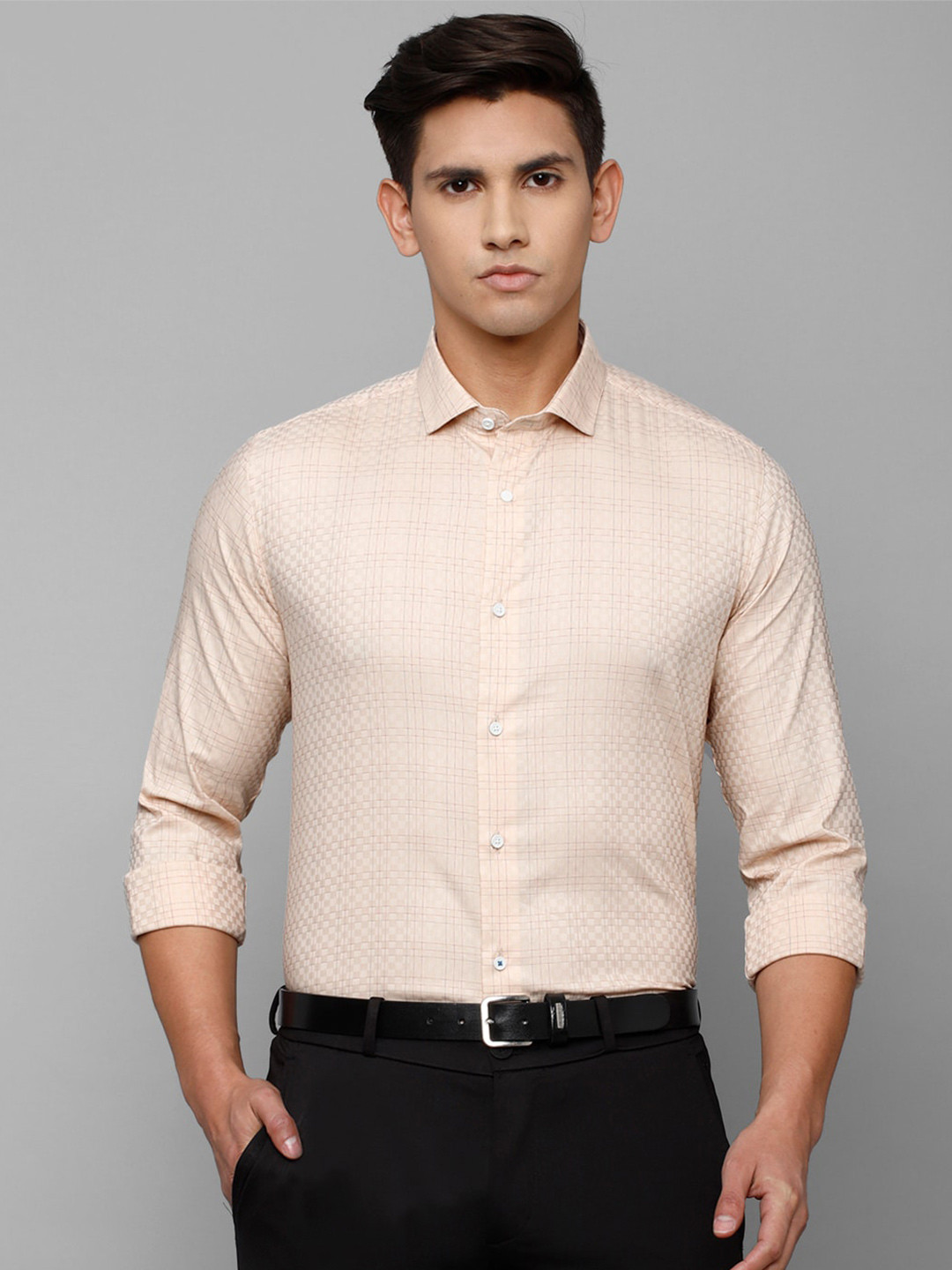 

Louis Philippe Sport Men Slim Fit Checked Casual Pure Cotton Shirt, Beige