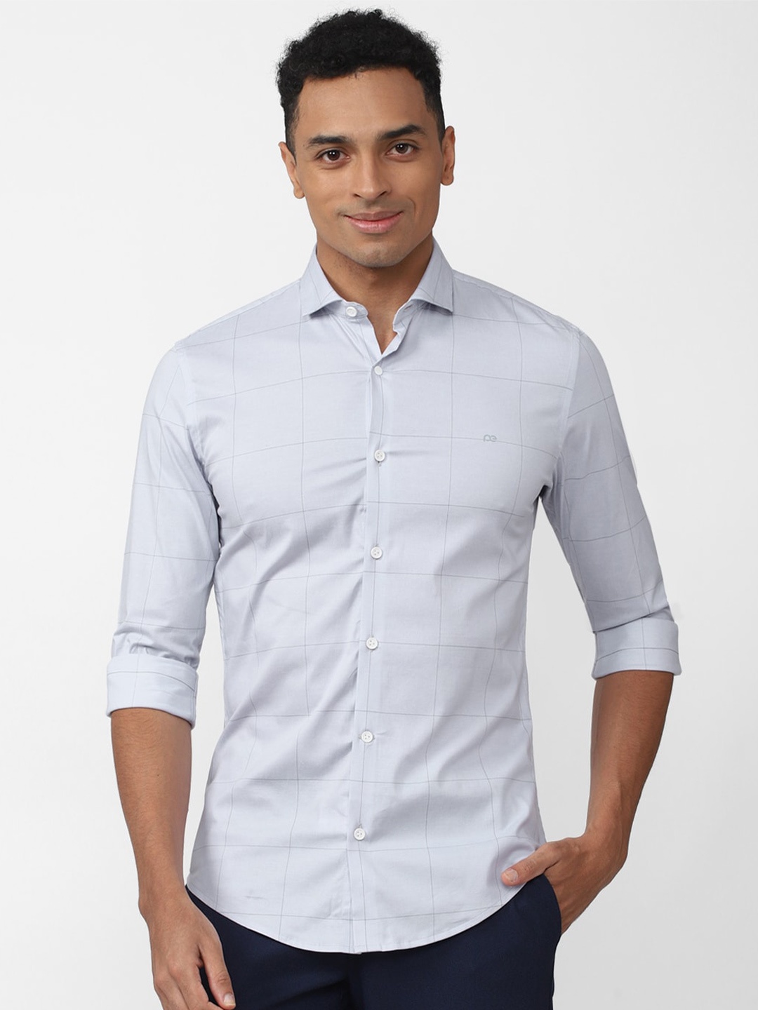 

Peter England Men Slim Fit Checked Casual Shirt, Grey
