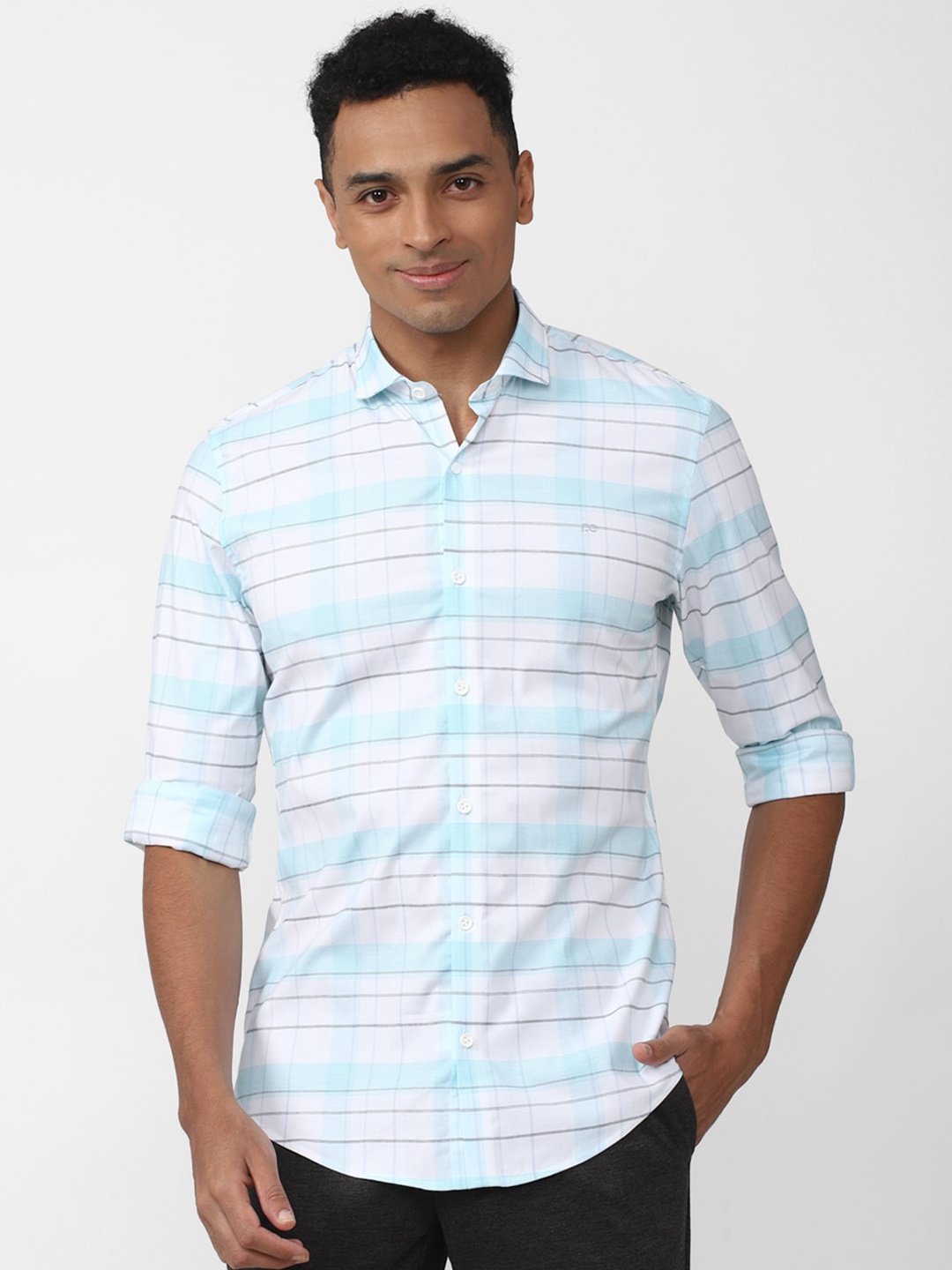 

Peter England Men Slim Fit Checked Casual Shirt, White