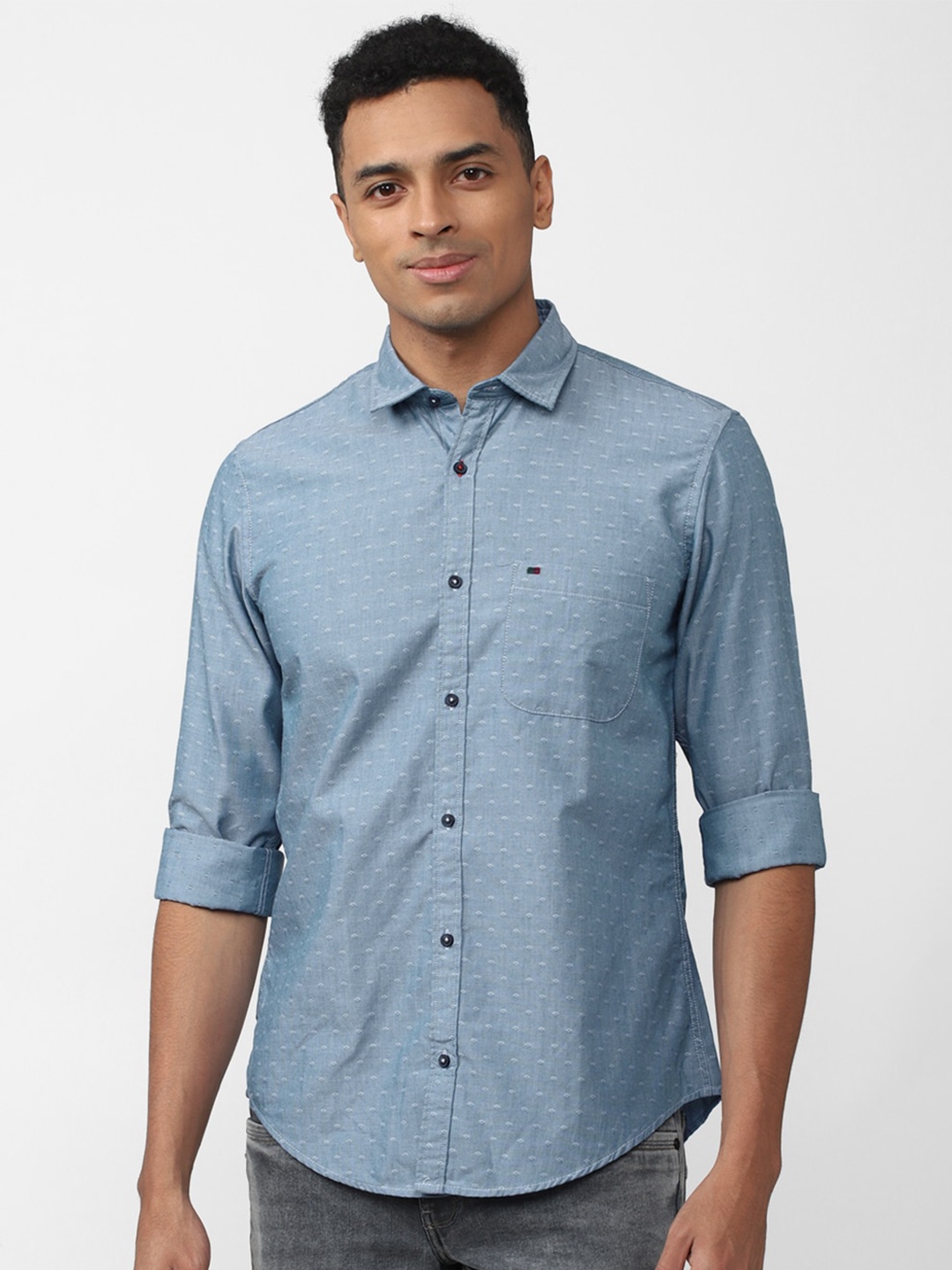 

Peter England Casuals Men Slim Fit Printed Casual Shirt, Blue