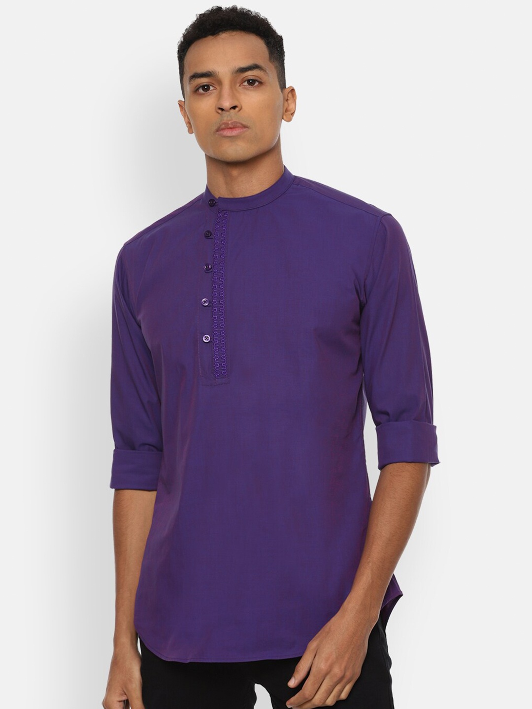 

V Dot Men Slim Fit Casual Pure cotton Shirt, Purple