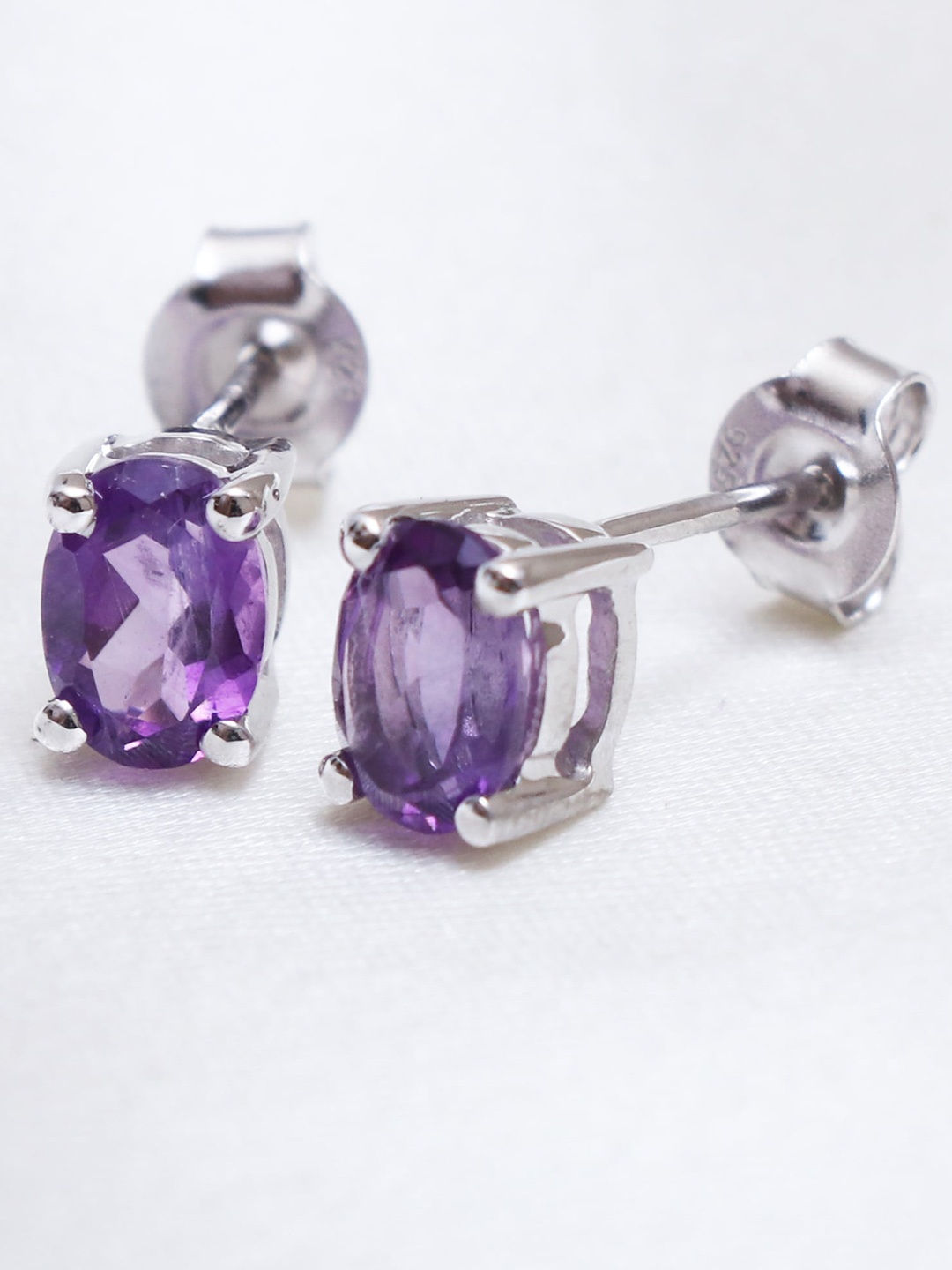 

HIFLYER JEWELS Silver Plated Amethyst Contemporary Studs Earrings, Purple