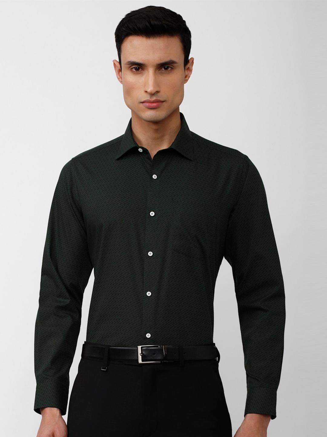 

Van Heusen Men Printed Formal Shirt, Green