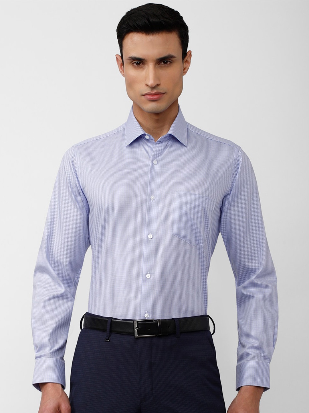 

Van Heusen Men Checked Formal Cotton Shirt, Blue