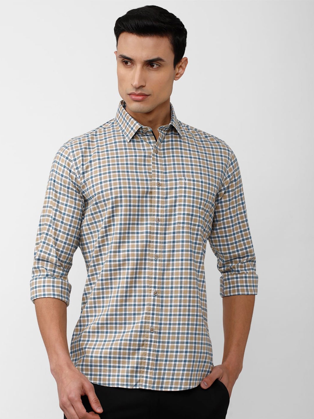 

Van Heusen Sport Men Slim Fit Tartan Checked Casual Cotton Shirt, Grey