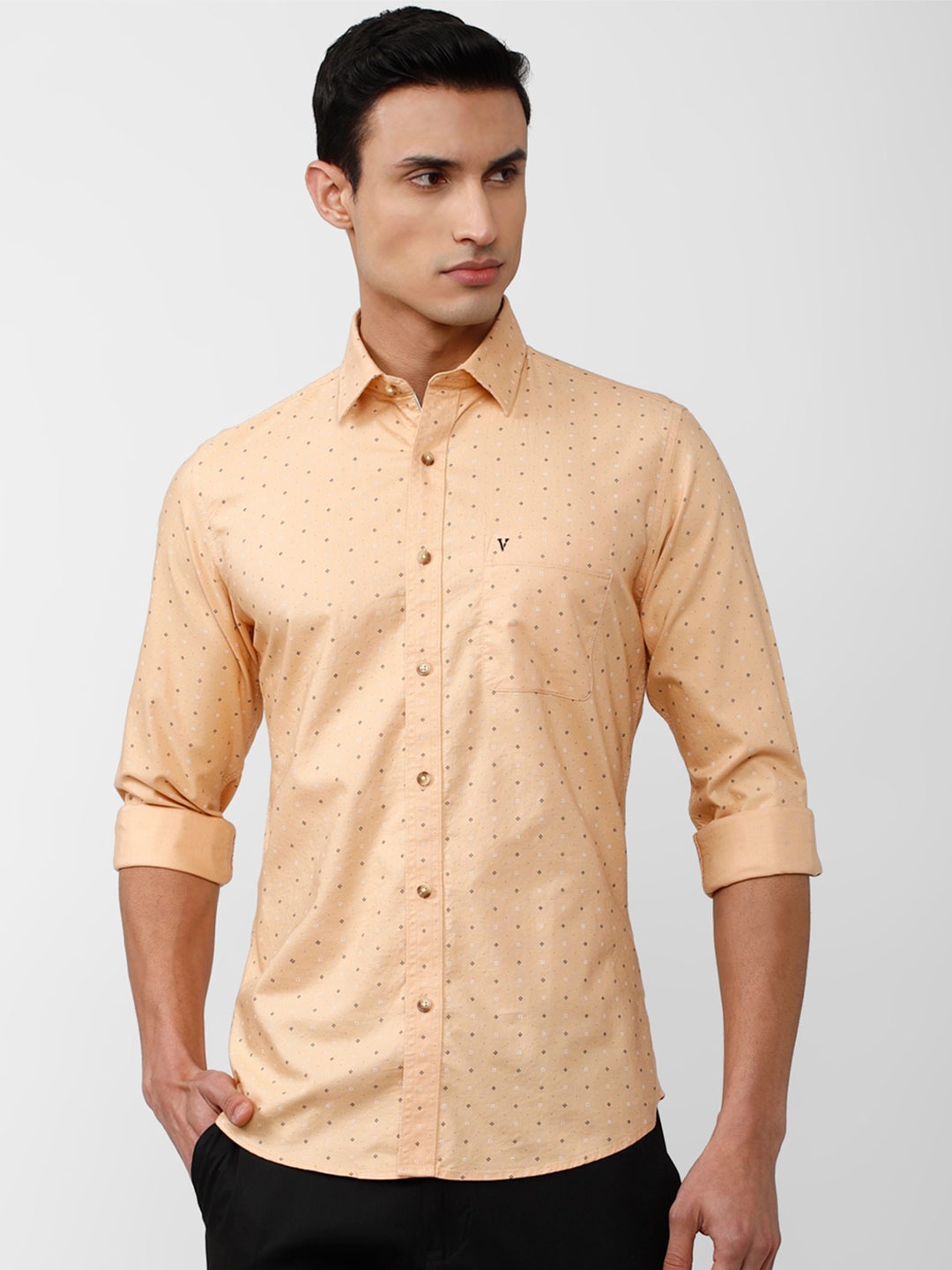 

Van Heusen Sport Men Slim Fit Printed Cotton Casual Shirt, Peach
