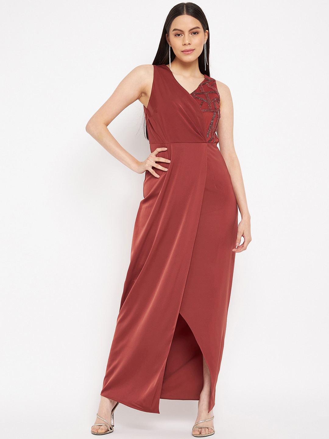 

Madame V- Neck Maxi Dress, Rust