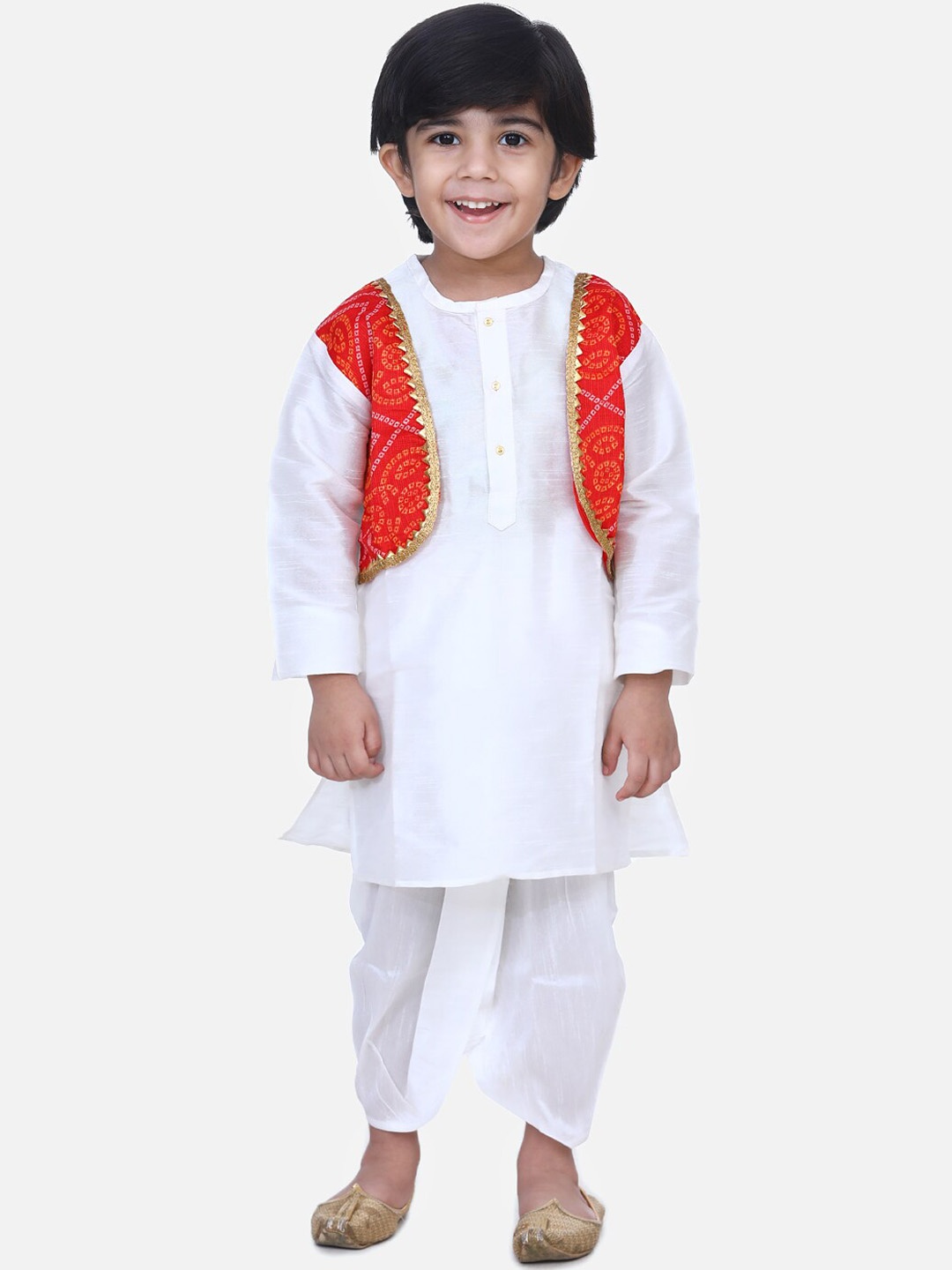 

BownBee Boys Ethnic Motifs Kurta with Dhoti Pants, White